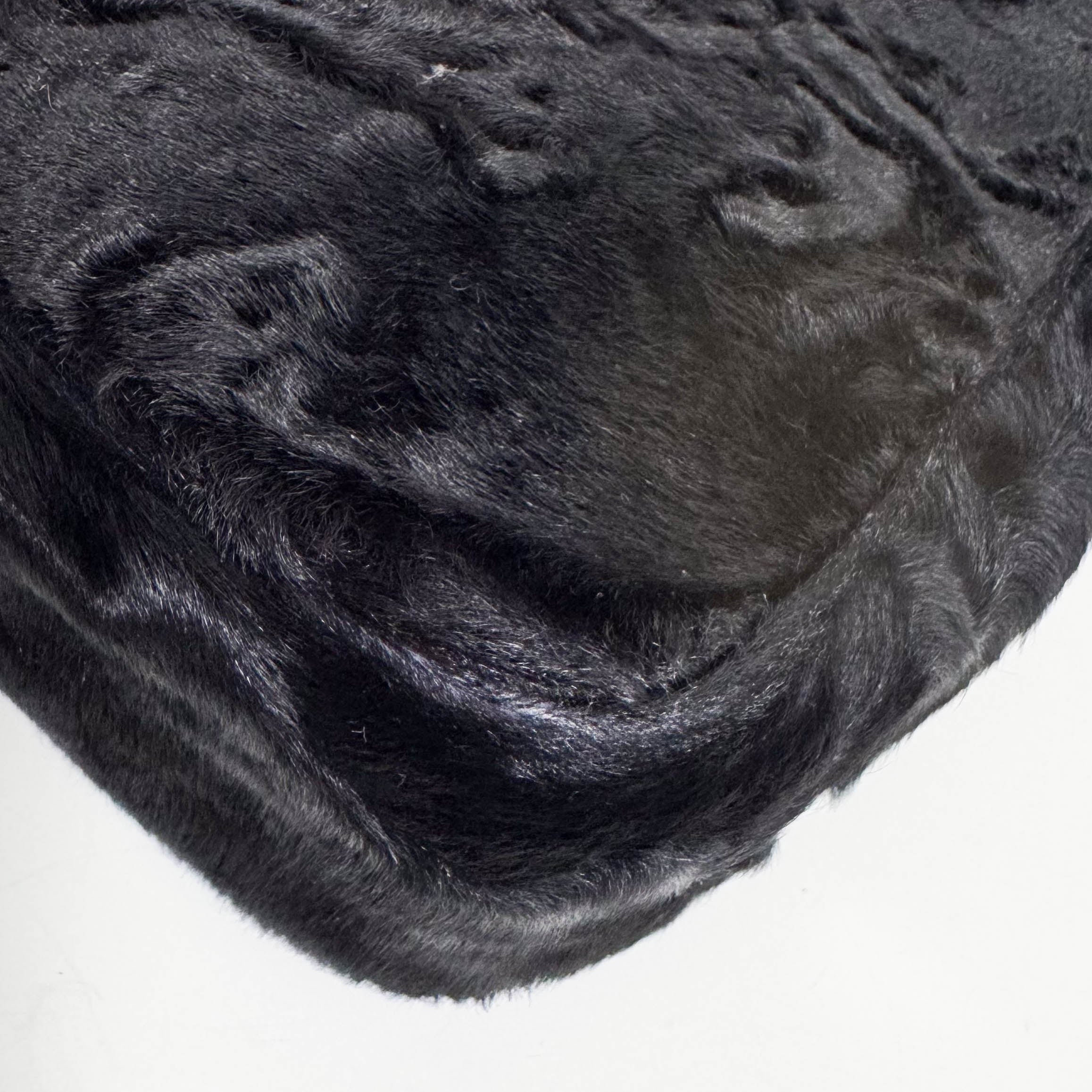 Black Fur Handle Bag