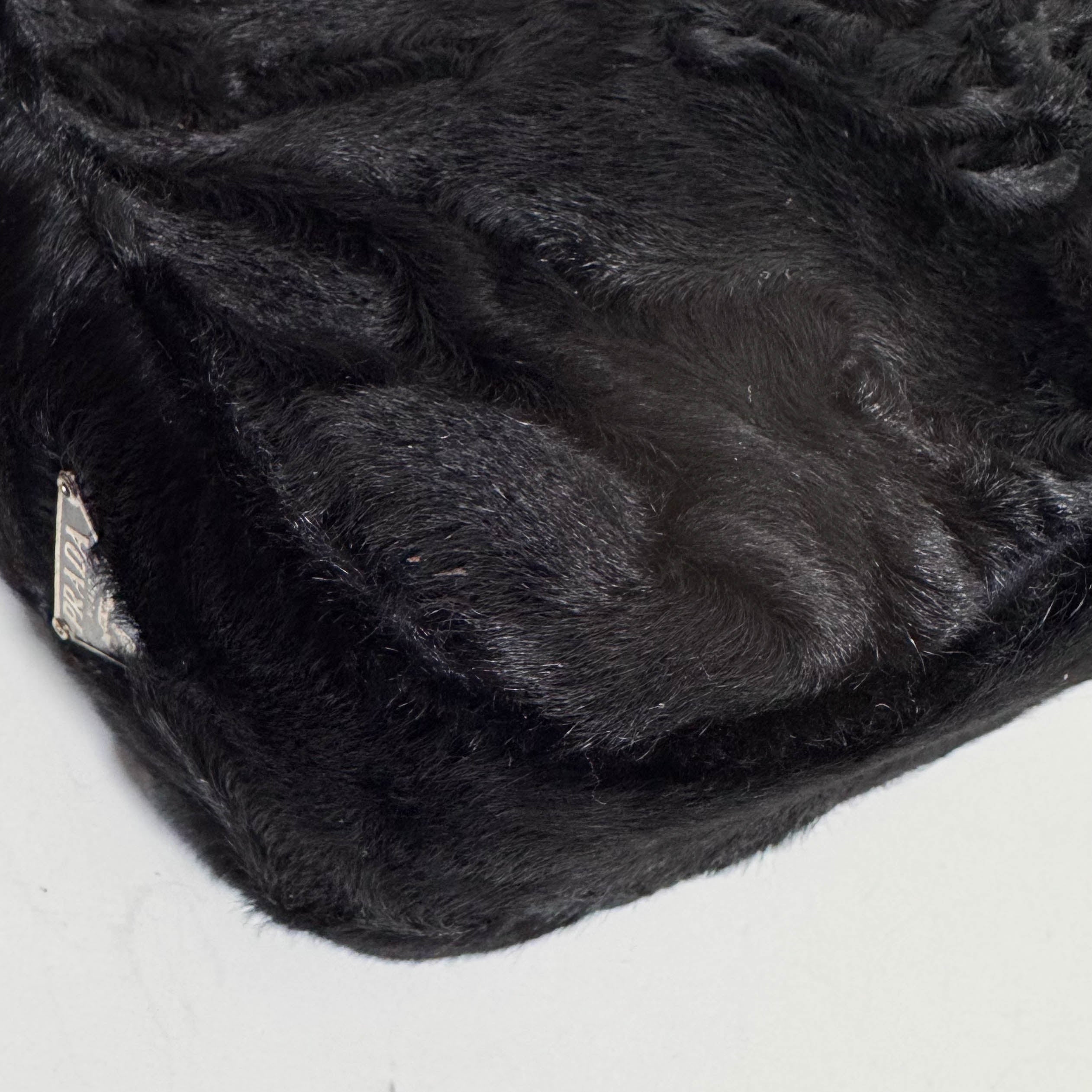 Black Fur Handle Bag