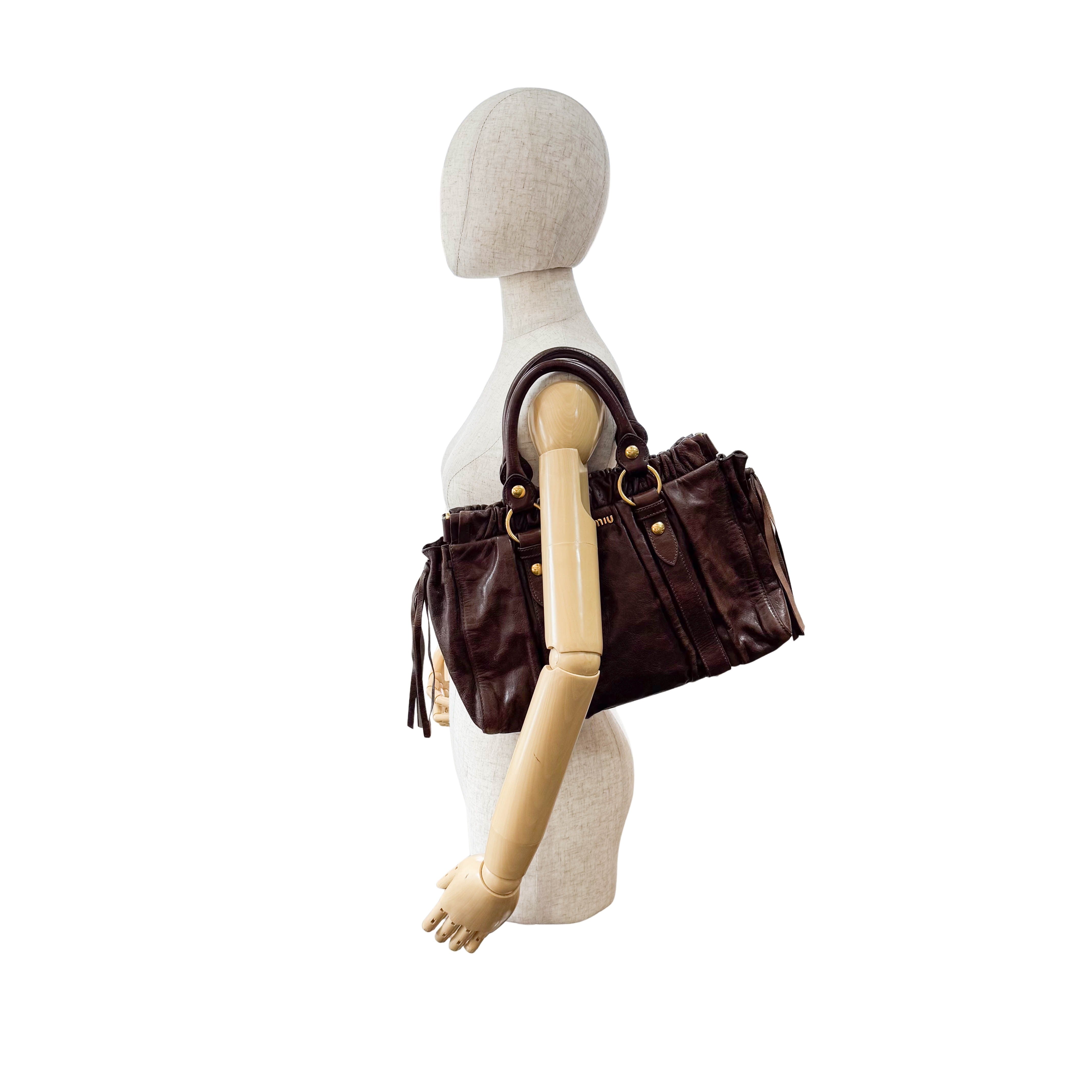 Vitello Brown Leather Top Handle Bag