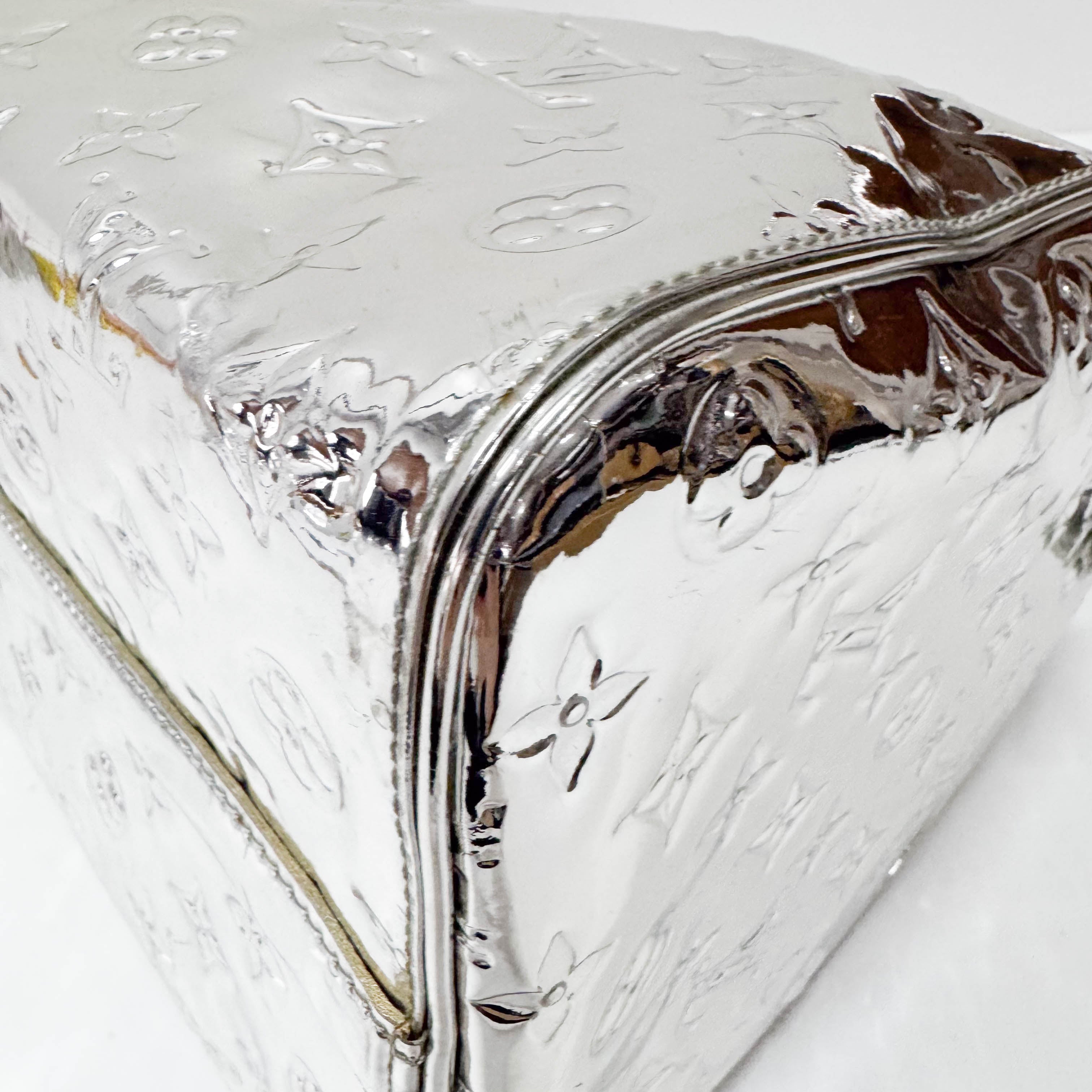 Speedy 35 Monogram Mirror World Silver Coated Canvas Handbag