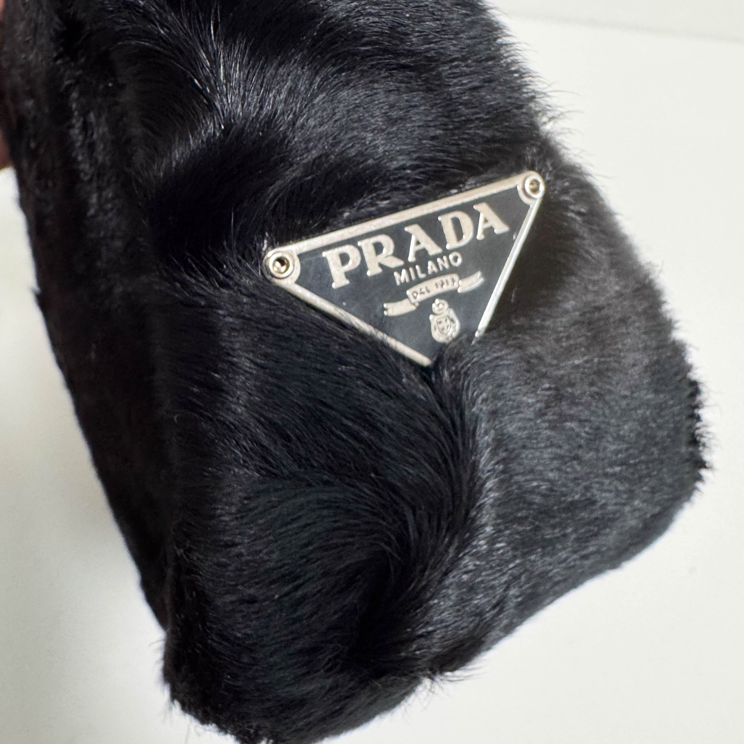 Black Fur Handle Bag