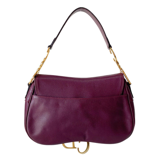 Double Saddle Purple Leather Shoulder Bag