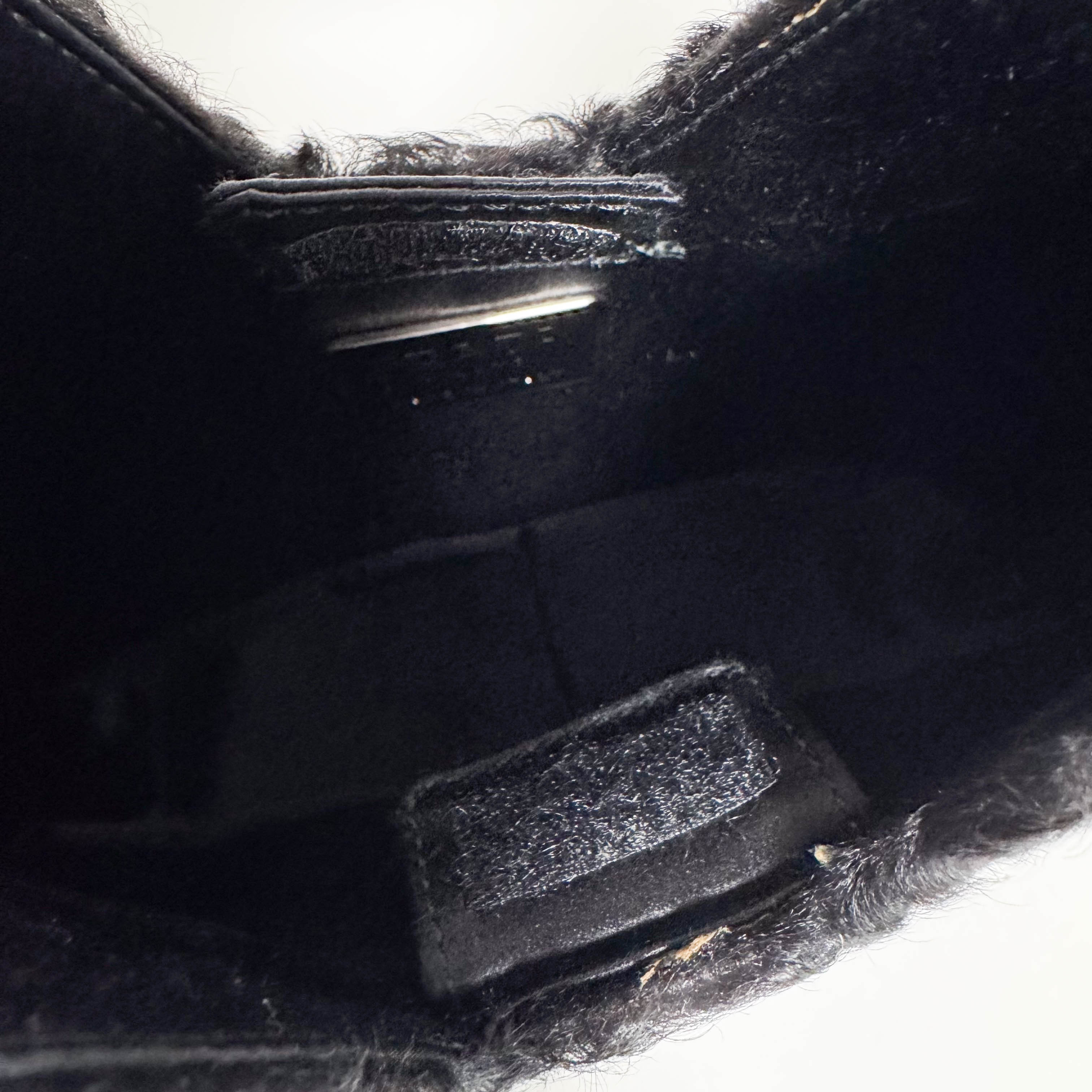 Black Fur Handle Bag