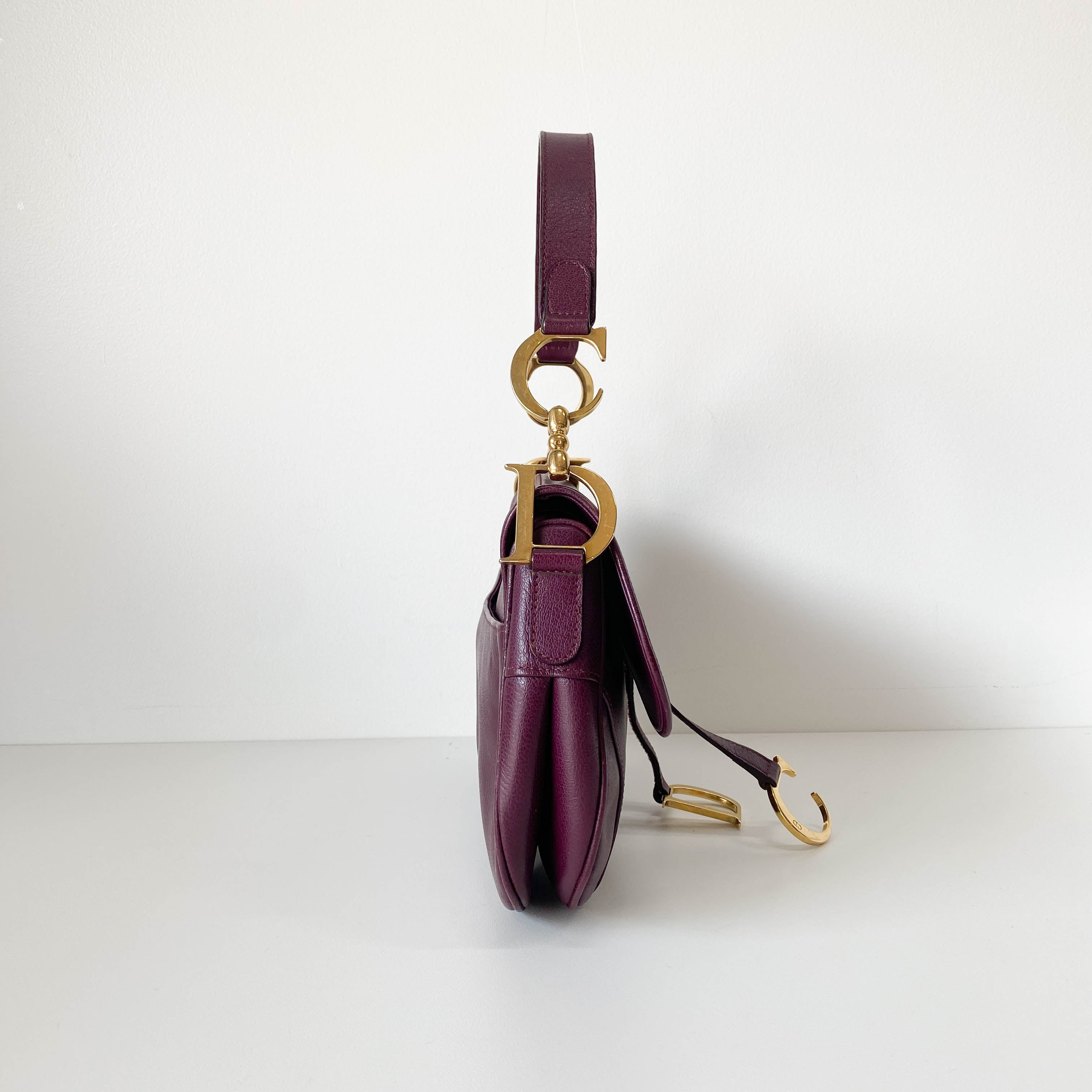 Double Saddle Purple Leather Shoulder Bag