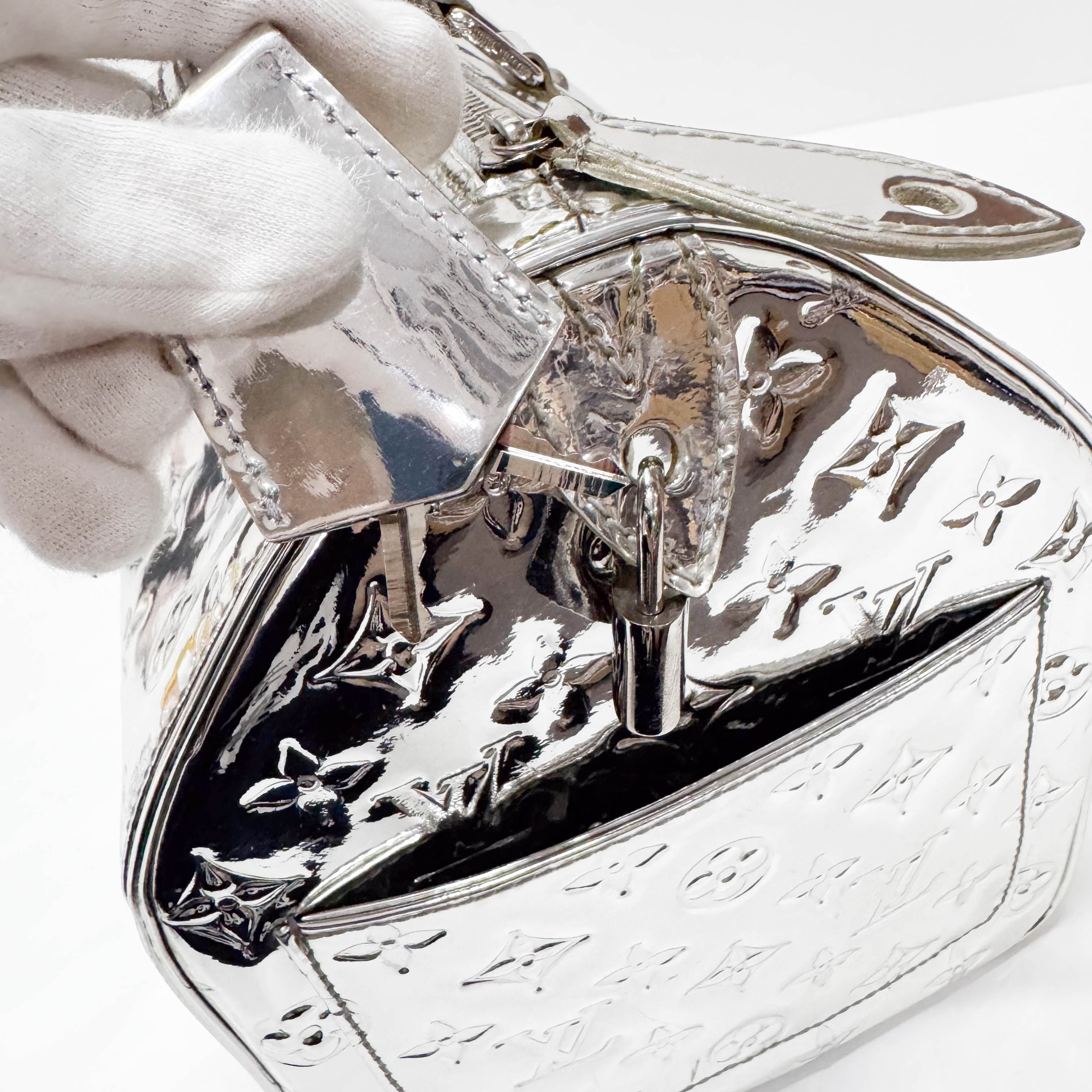 Speedy 35 Monogram Mirror World Silver Coated Canvas Handbag