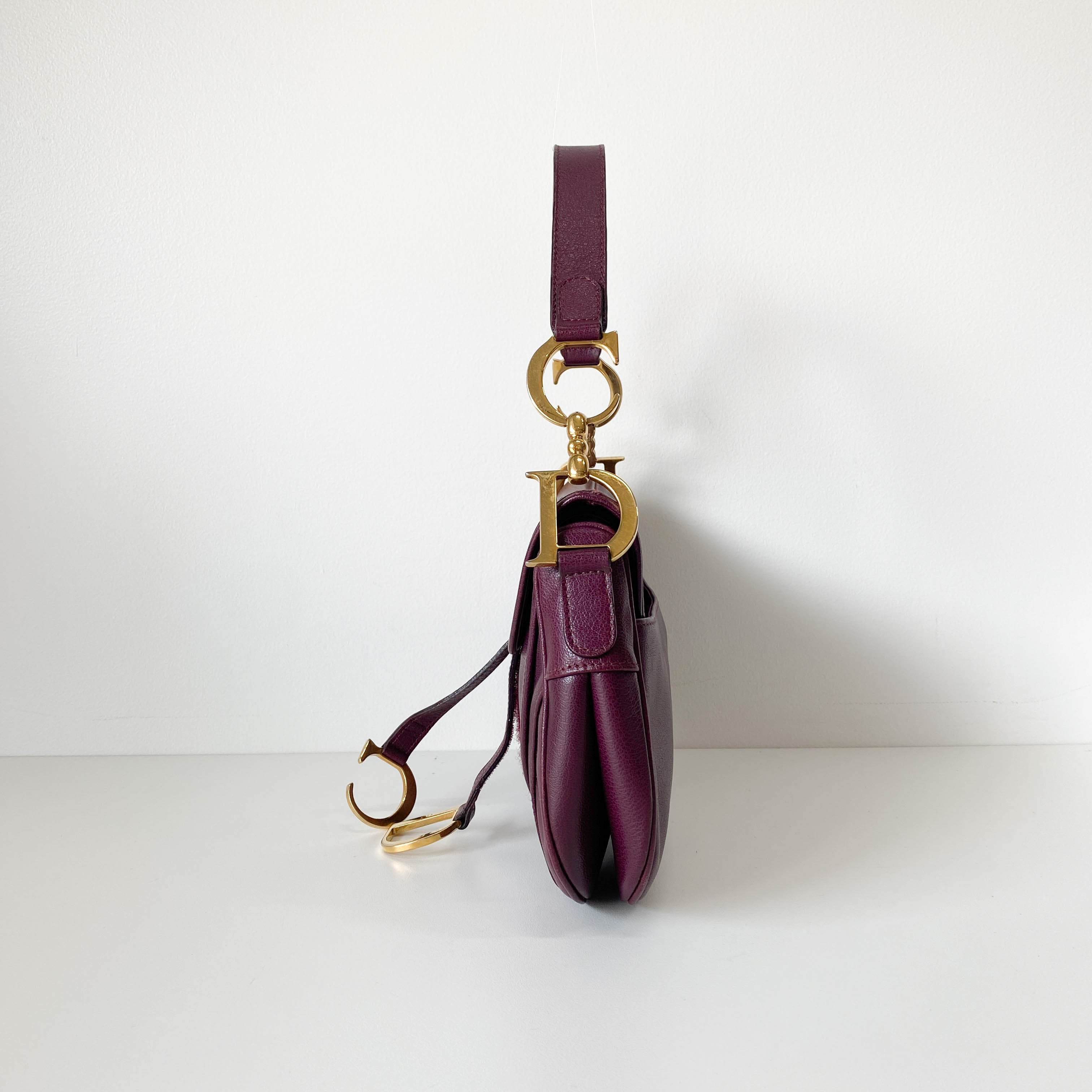 Double Saddle Purple Leather Shoulder Bag