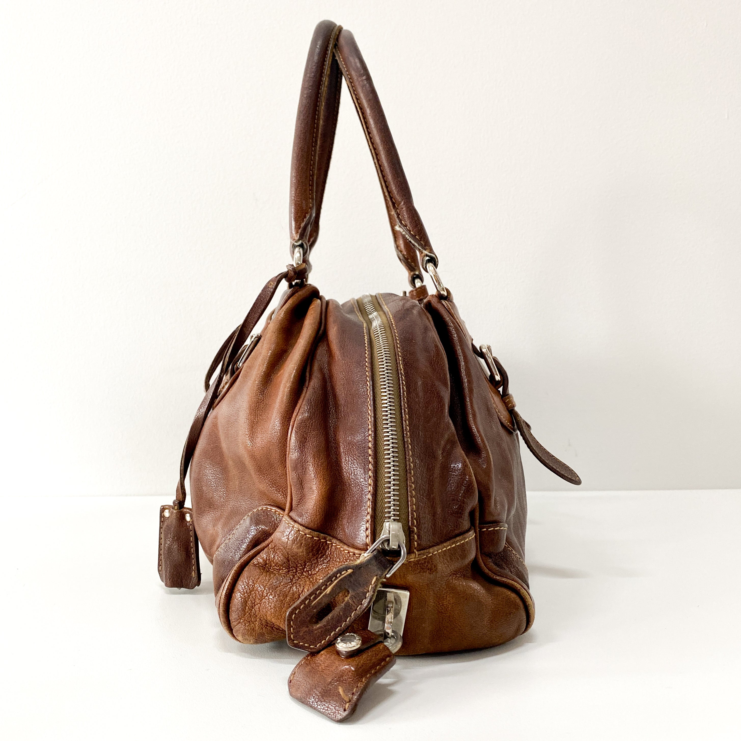 Brown Leather Handle Bag