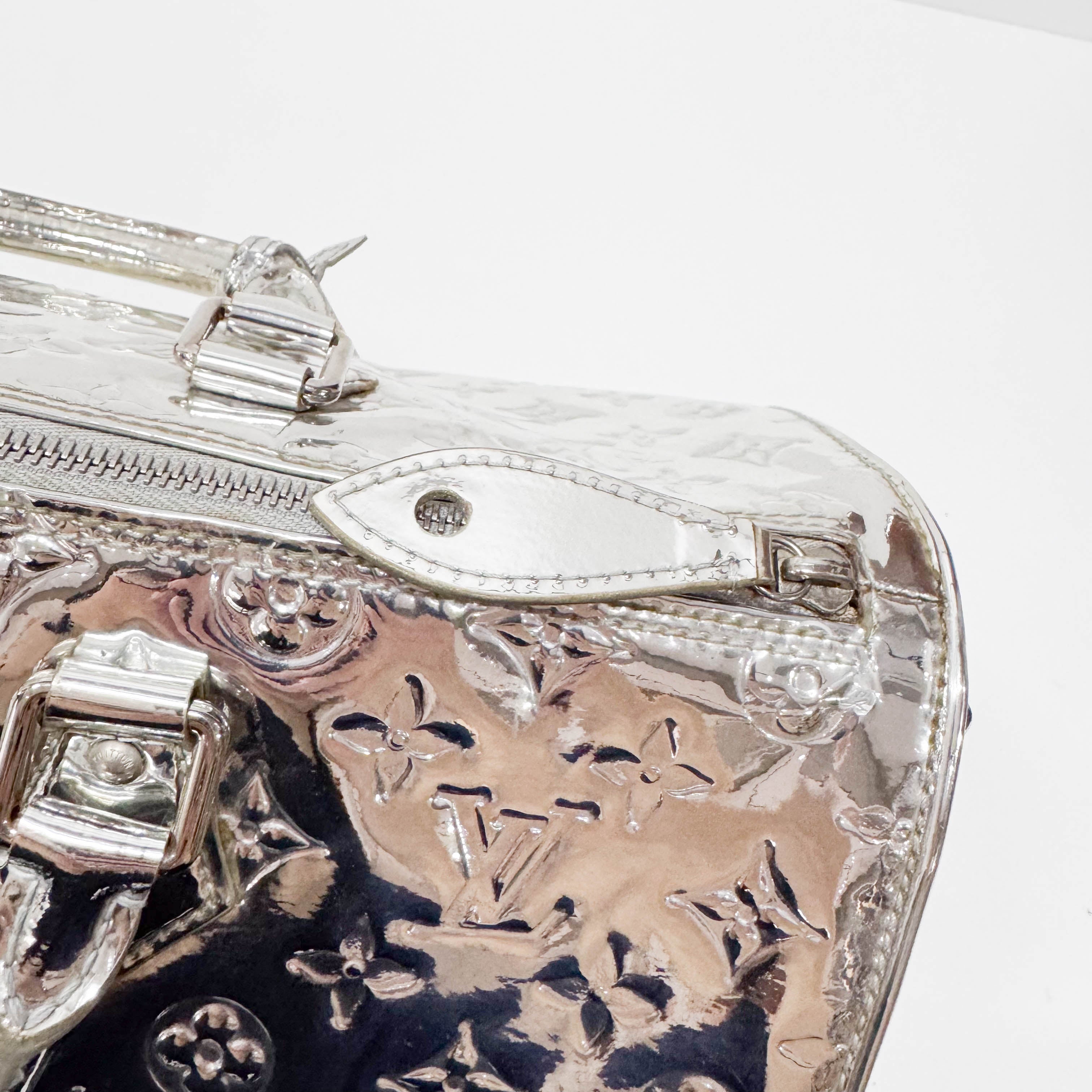 Speedy 35 Monogram Mirror World Silver Coated Canvas Handbag