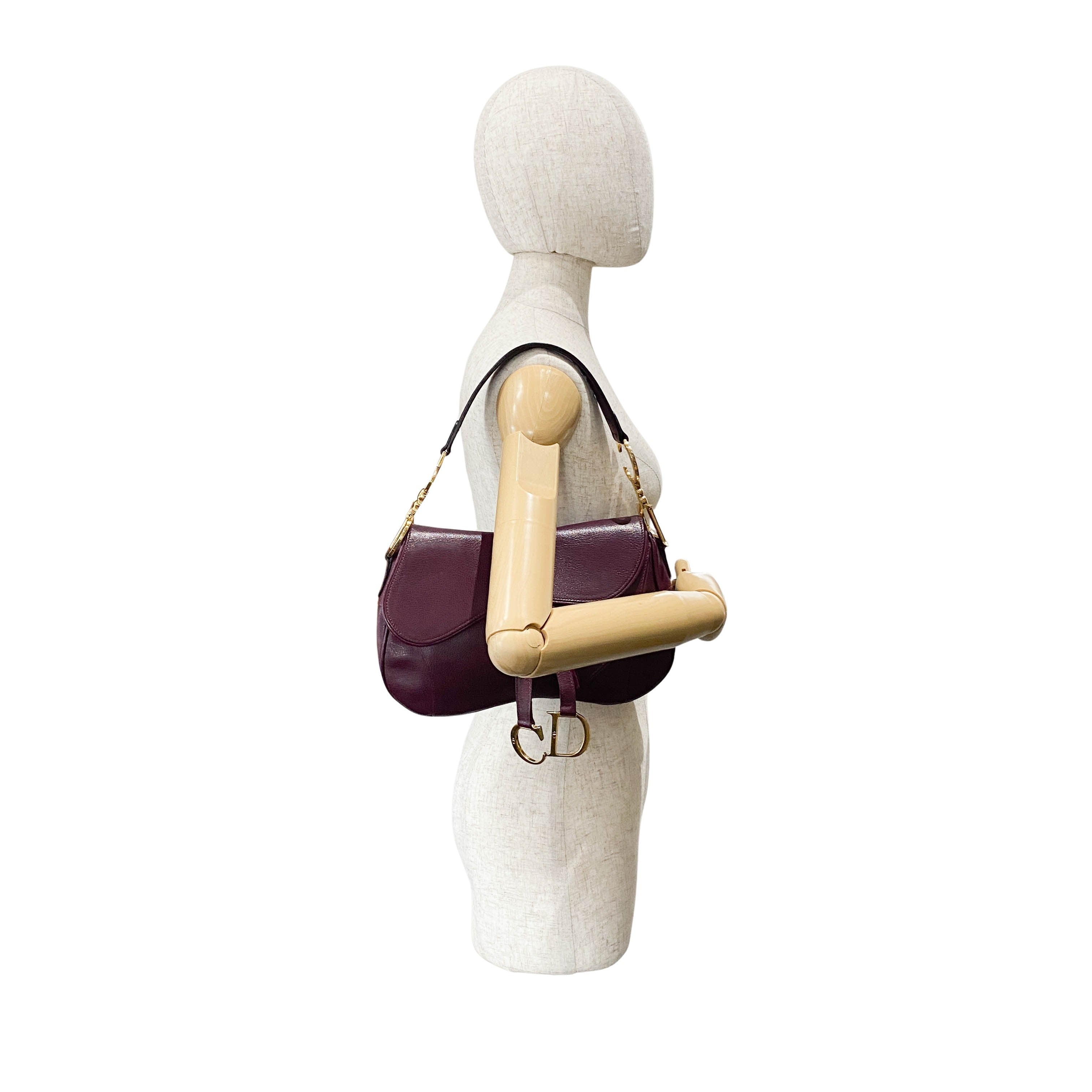 Double Saddle Purple Leather Shoulder Bag