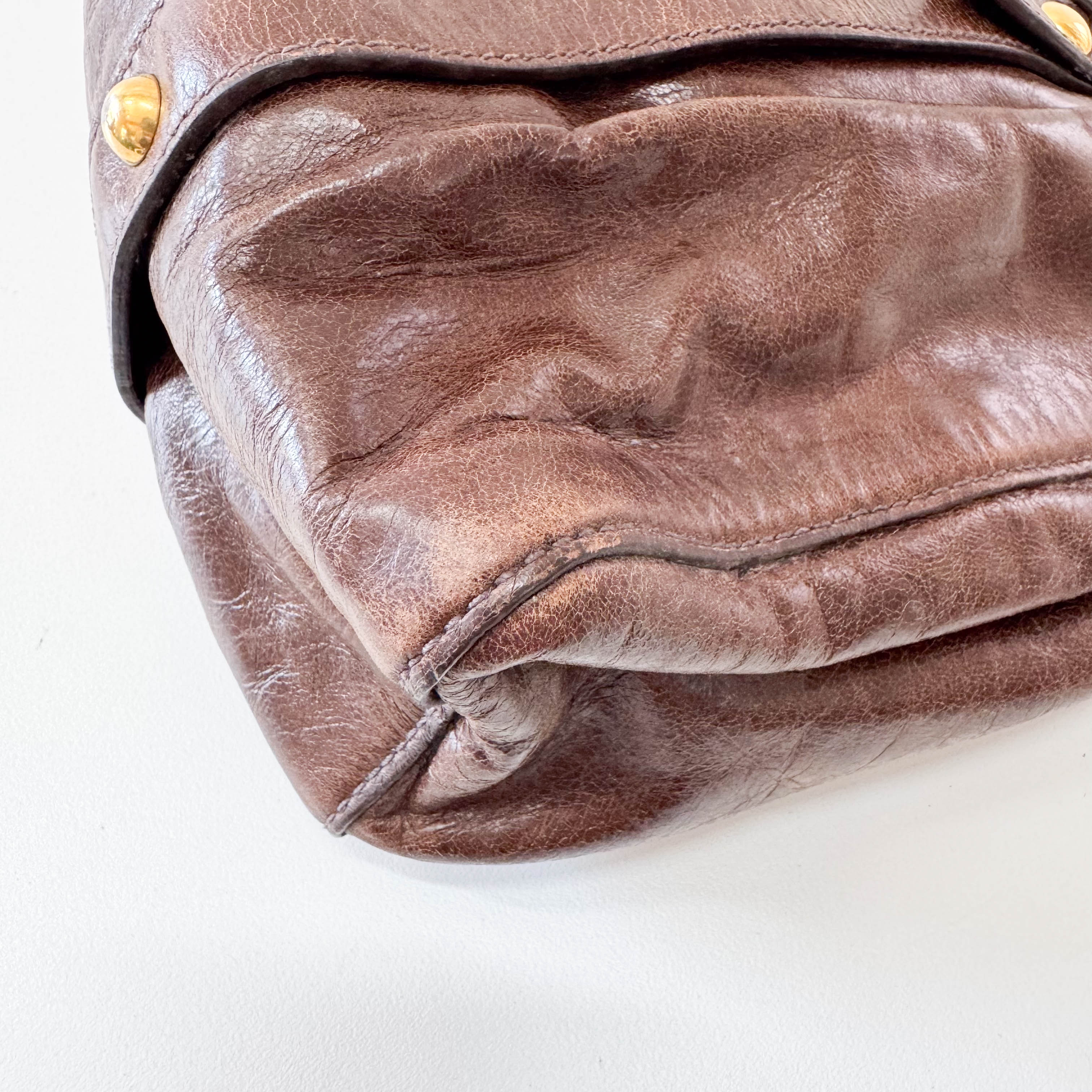 Vitello Brown Leather Top Handle Bag