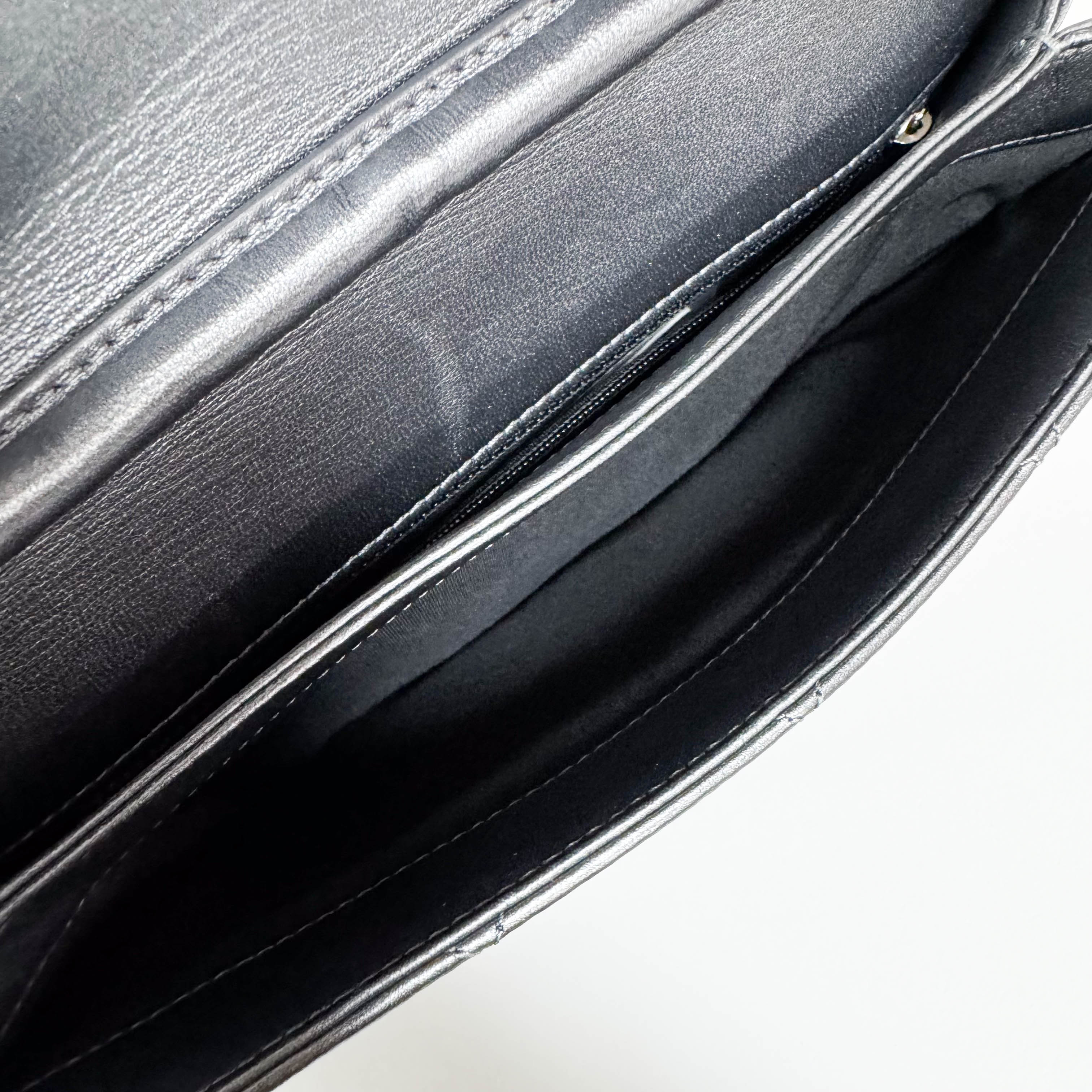 Metallic Grey Flap Chain Shoulder Bag