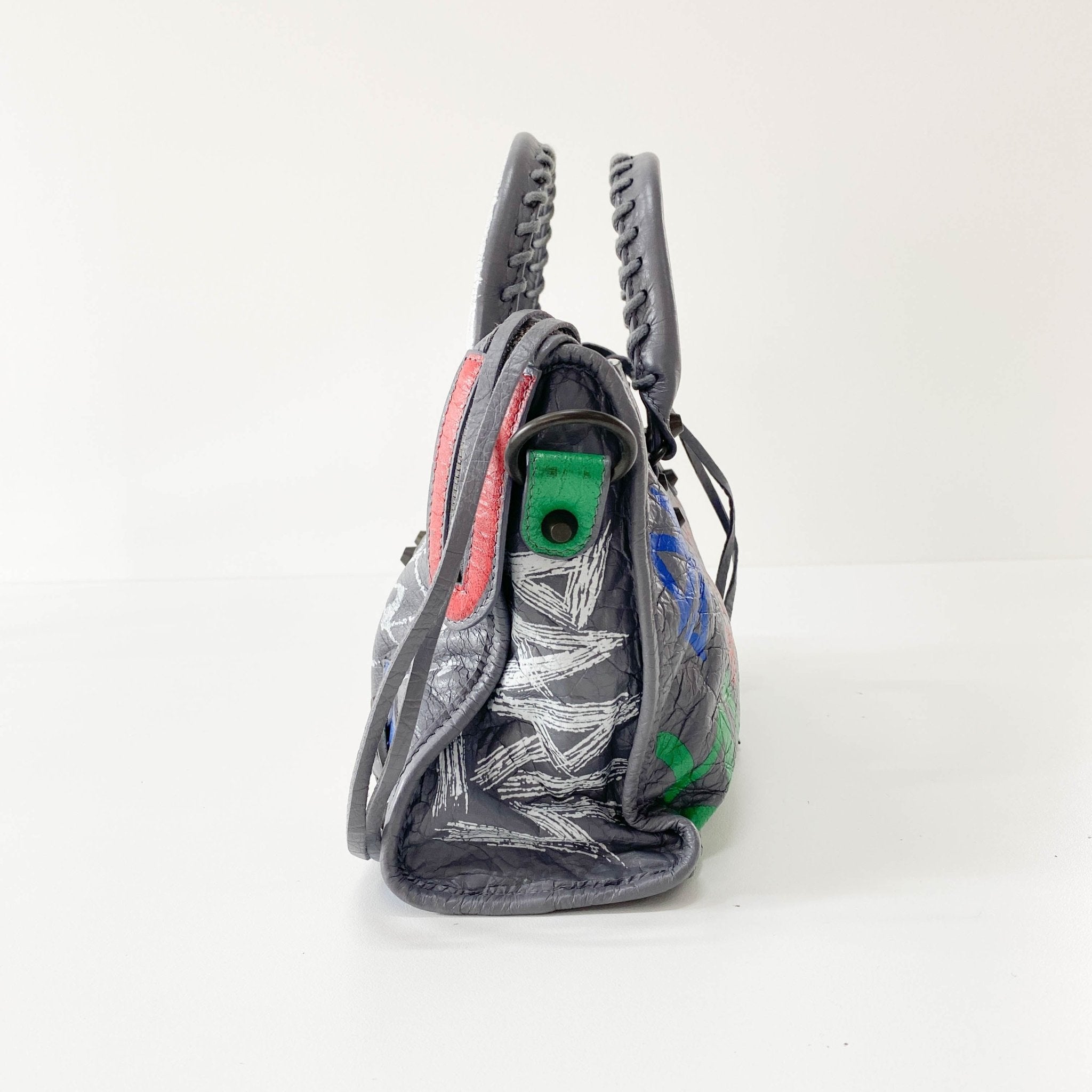 BALENCIAGA Balenciaga Gray Leather Graffiti Handbag, in , Sold by HIVE PRELOVED - Handle Bags, ,