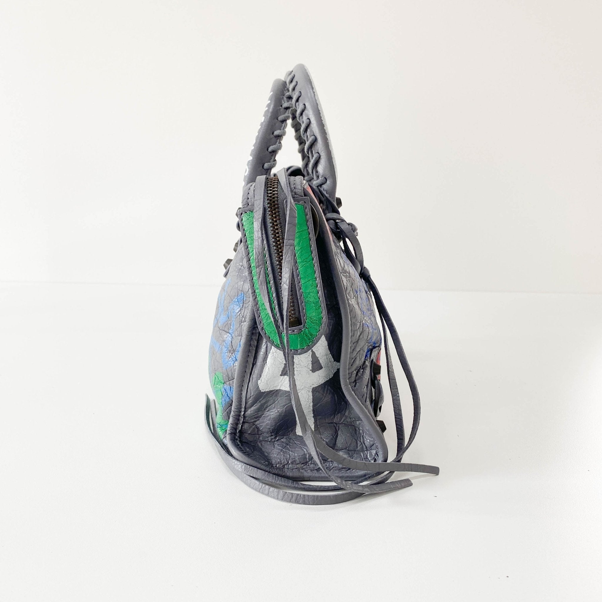 BALENCIAGA Balenciaga Gray Leather Graffiti Handbag, in , Sold by HIVE PRELOVED - Handle Bags, ,