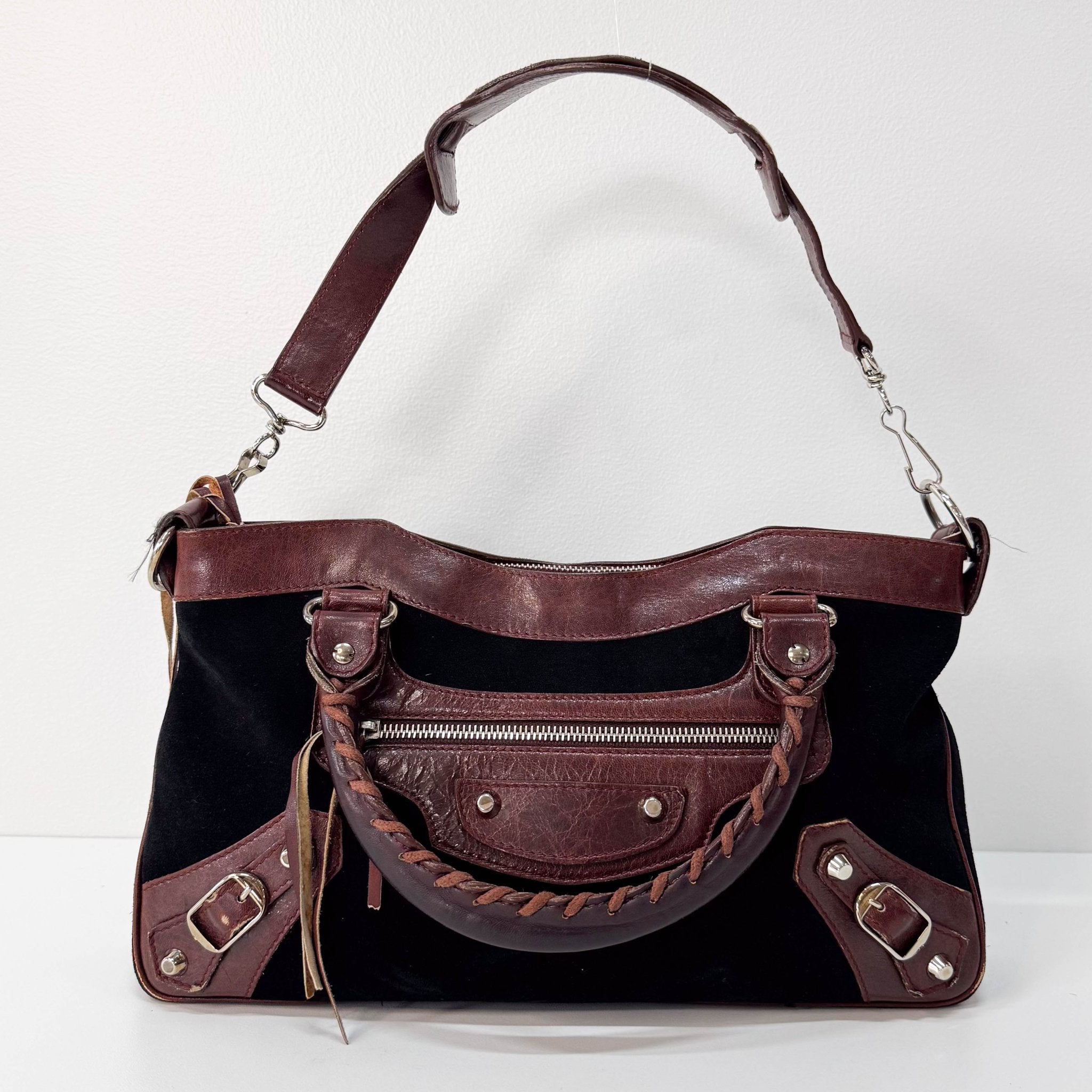 BALENCIAGA Black Suede & Brown Leather The First Handle Bag, in , Sold by HIVE PRELOVED - Handle Bags, Shoulder Bags,
