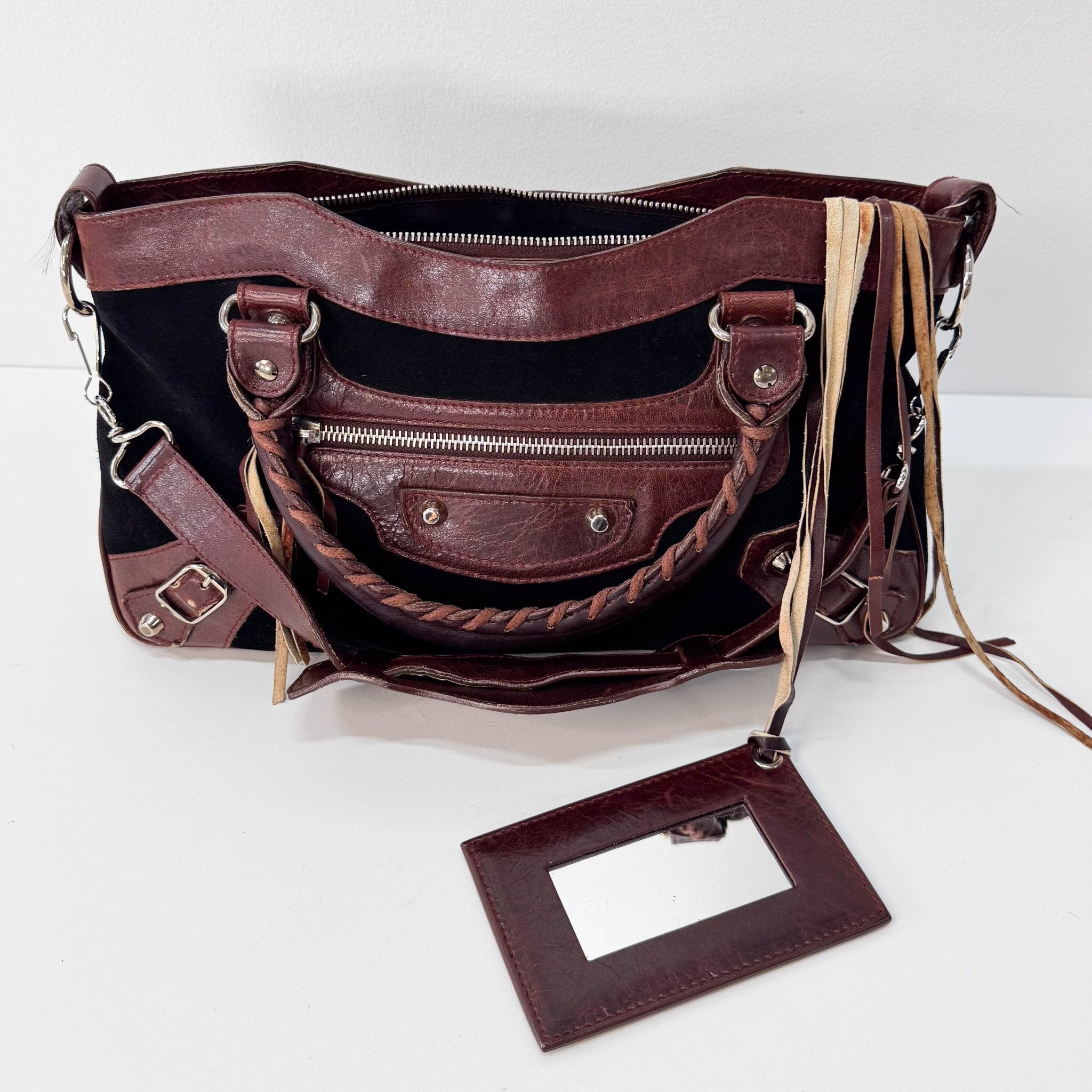 BALENCIAGA Black Suede & Brown Leather The First Handle Bag, in , Sold by HIVE PRELOVED - Handle Bags, Shoulder Bags,