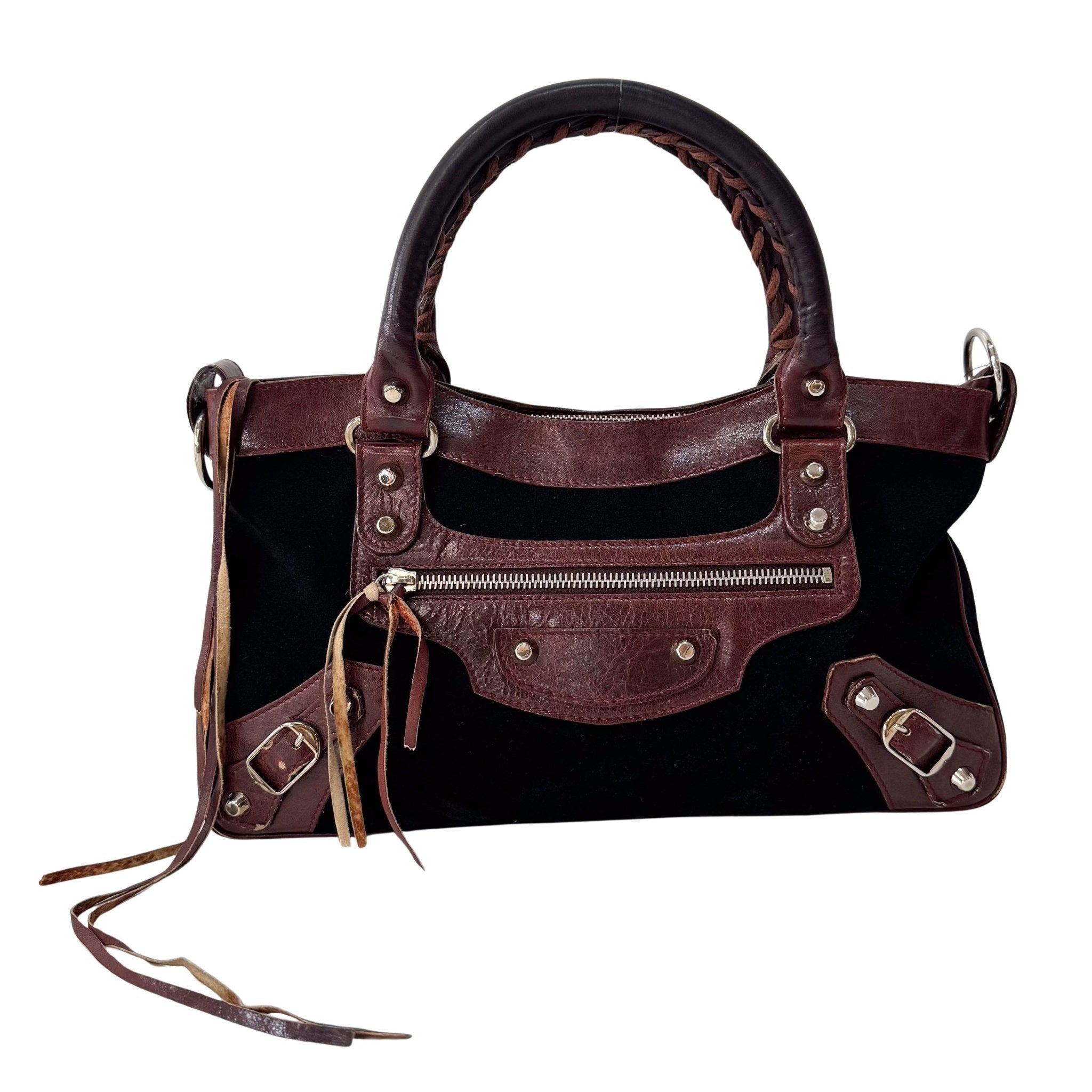 BALENCIAGA Black Suede & Brown Leather The First Handle Bag, in , Sold by HIVE PRELOVED - Handle Bags, Shoulder Bags,