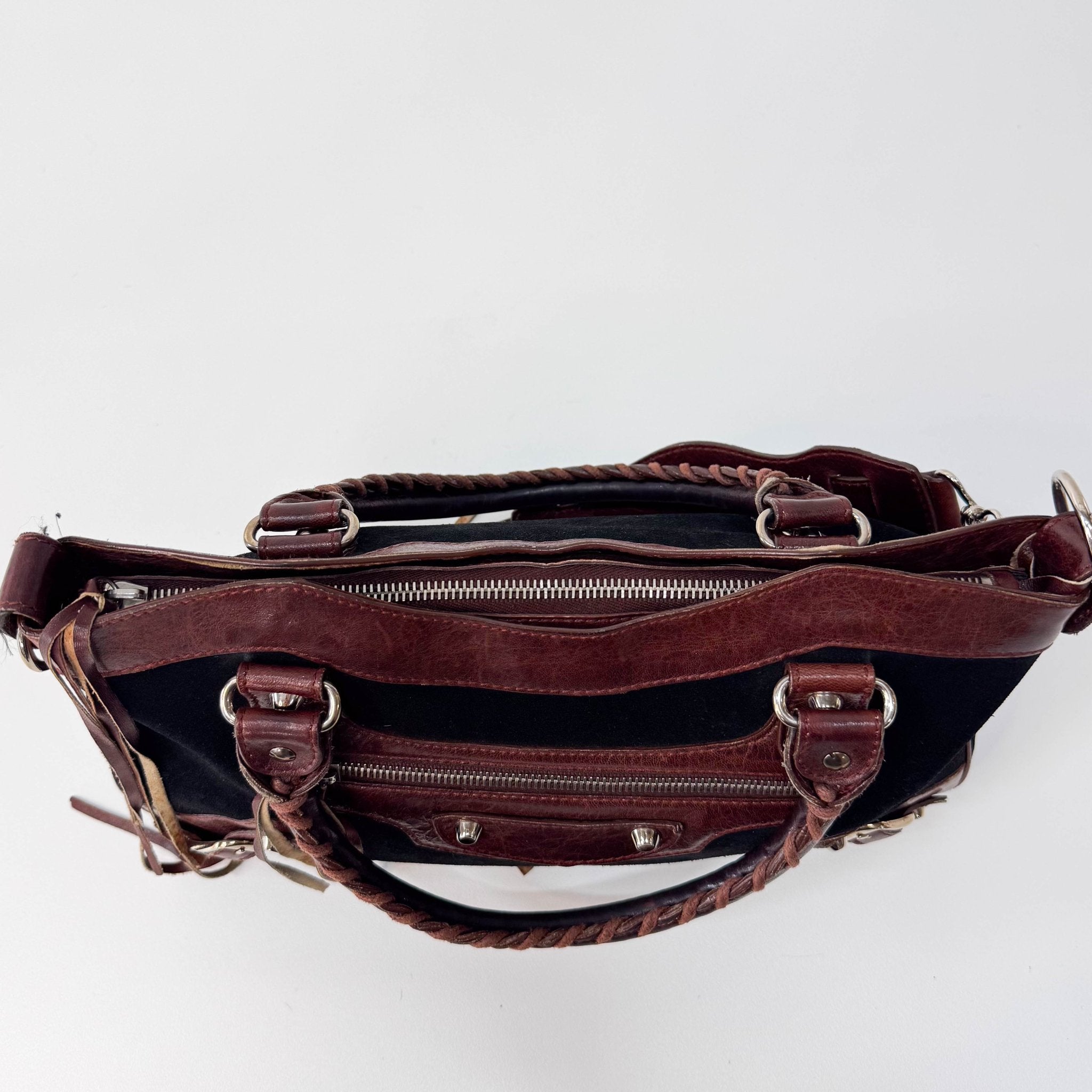 BALENCIAGA Black Suede & Brown Leather The First Handle Bag, in , Sold by HIVE PRELOVED - Handle Bags, Shoulder Bags,