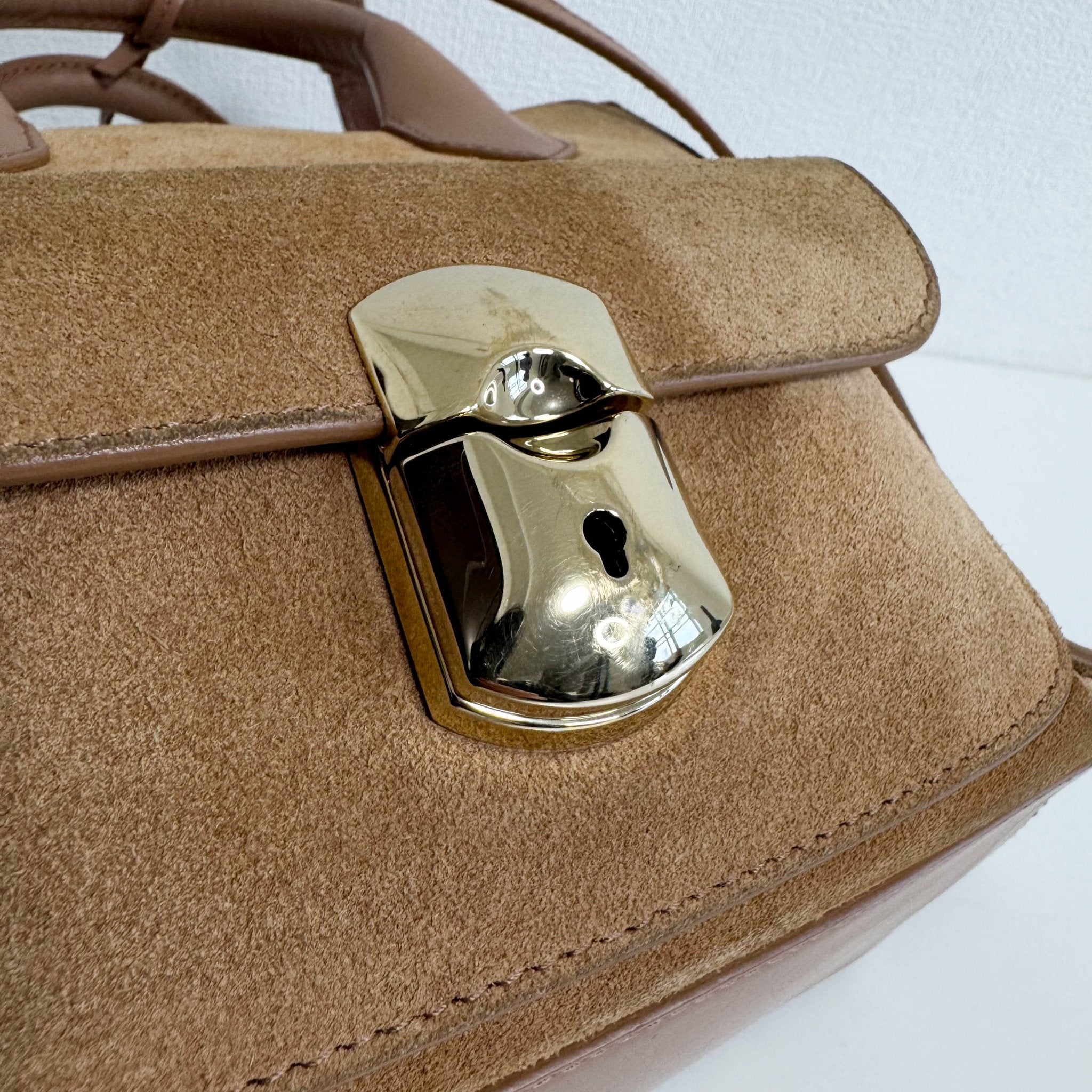 BALENCIAGA Brown Suede Top Handle Bag, in , Sold by HIVE PRELOVED - Handle Bags, Shoulder Bags,