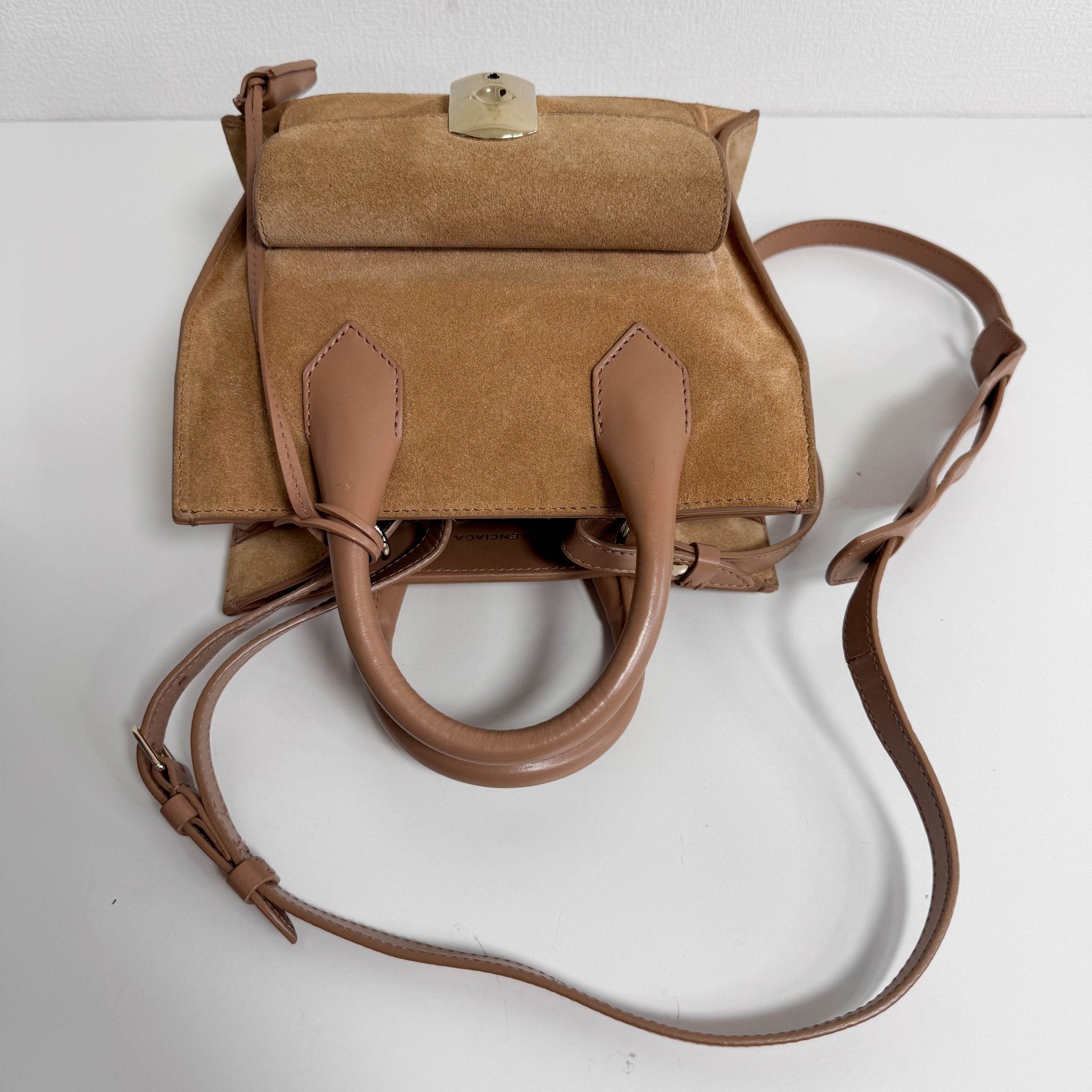 BALENCIAGA Brown Suede Top Handle Bag, in , Sold by HIVE PRELOVED - Handle Bags, Shoulder Bags,