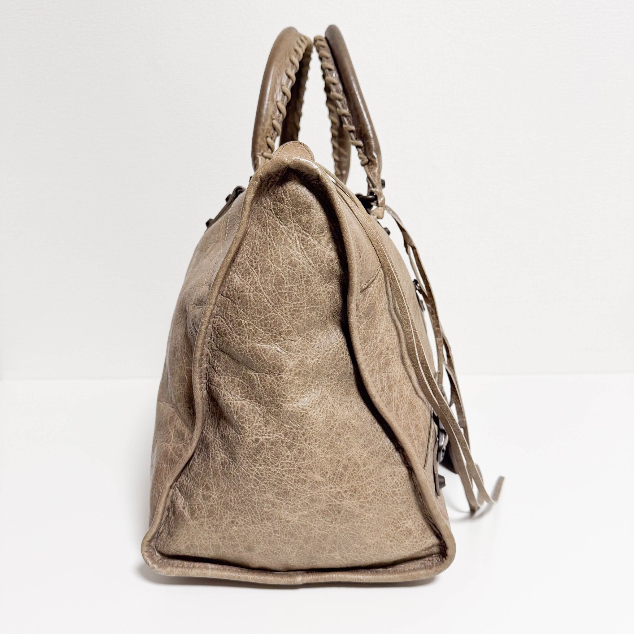 BALENCIAGA City Brown Leather Moto Classic Work Bag, in , Sold by HIVE PRELOVED - Handle Bags, ,