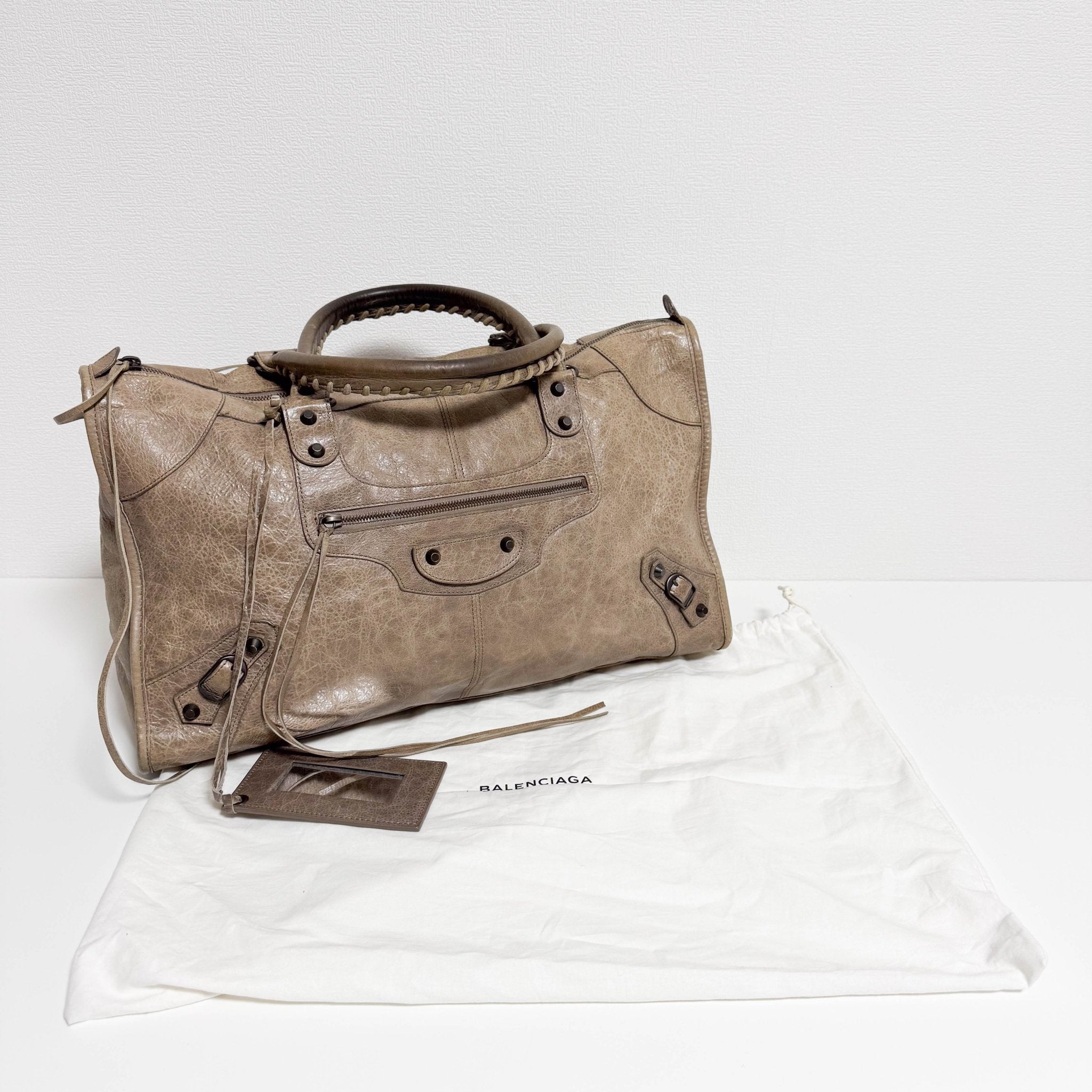 BALENCIAGA City Brown Leather Moto Classic Work Bag, in , Sold by HIVE PRELOVED - Handle Bags, ,
