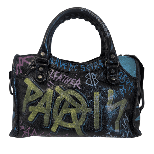 BALENCIAGA City Graffiti Small Bag Black, in , Sold by HIVE PRELOVED - Handle Bags, ,
