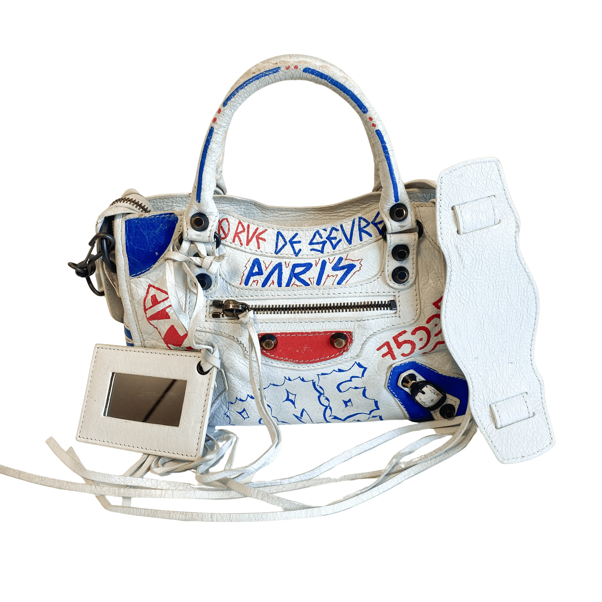 BALENCIAGA City Graffiti Small Bag White, in , Sold by HIVE PRELOVED - Handle Bags, ,