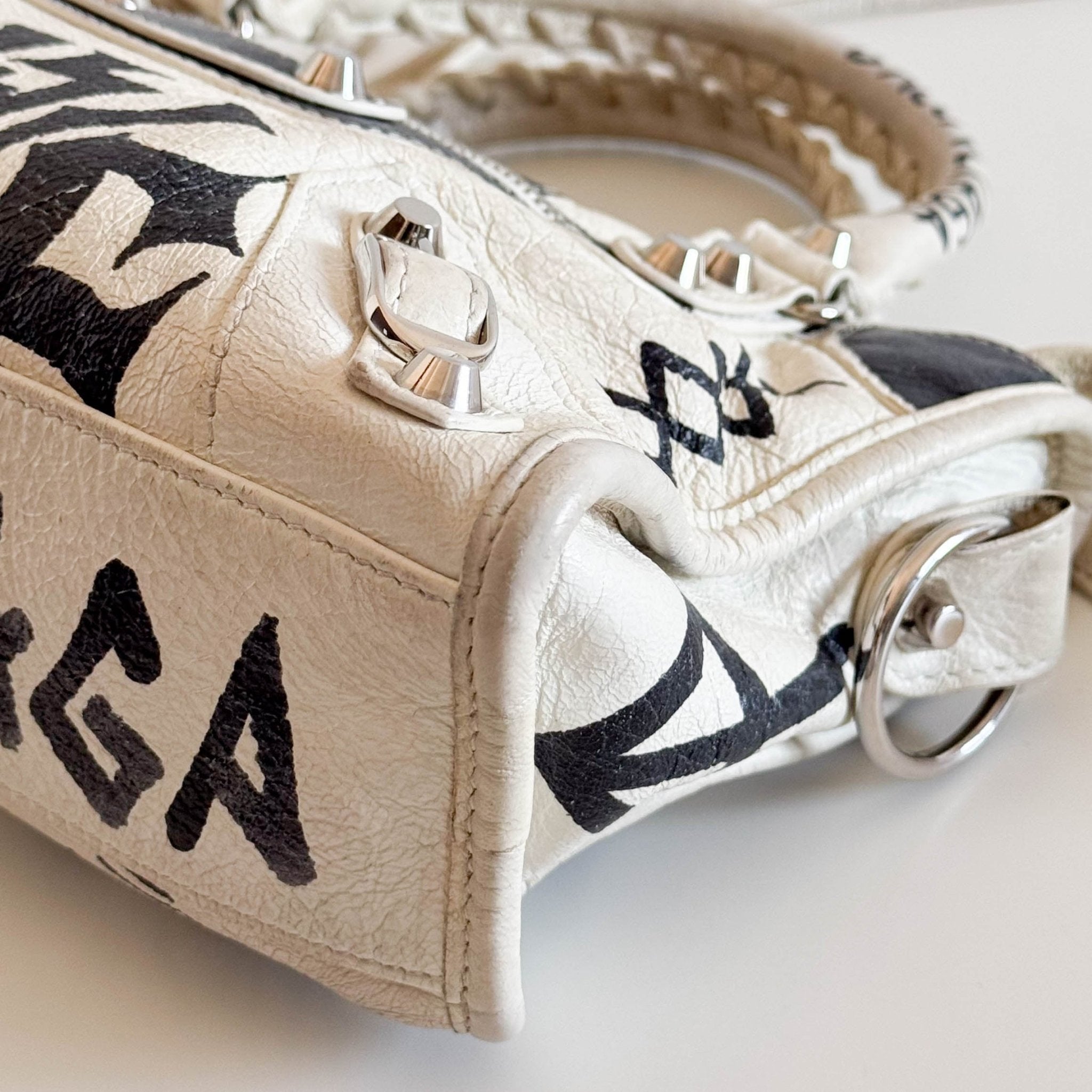 BALENCIAGA City Mini Black Graffiti White Leather Shoulder Bag, in , Sold by HIVE PRELOVED - Mini bags, Shoulder Bags,