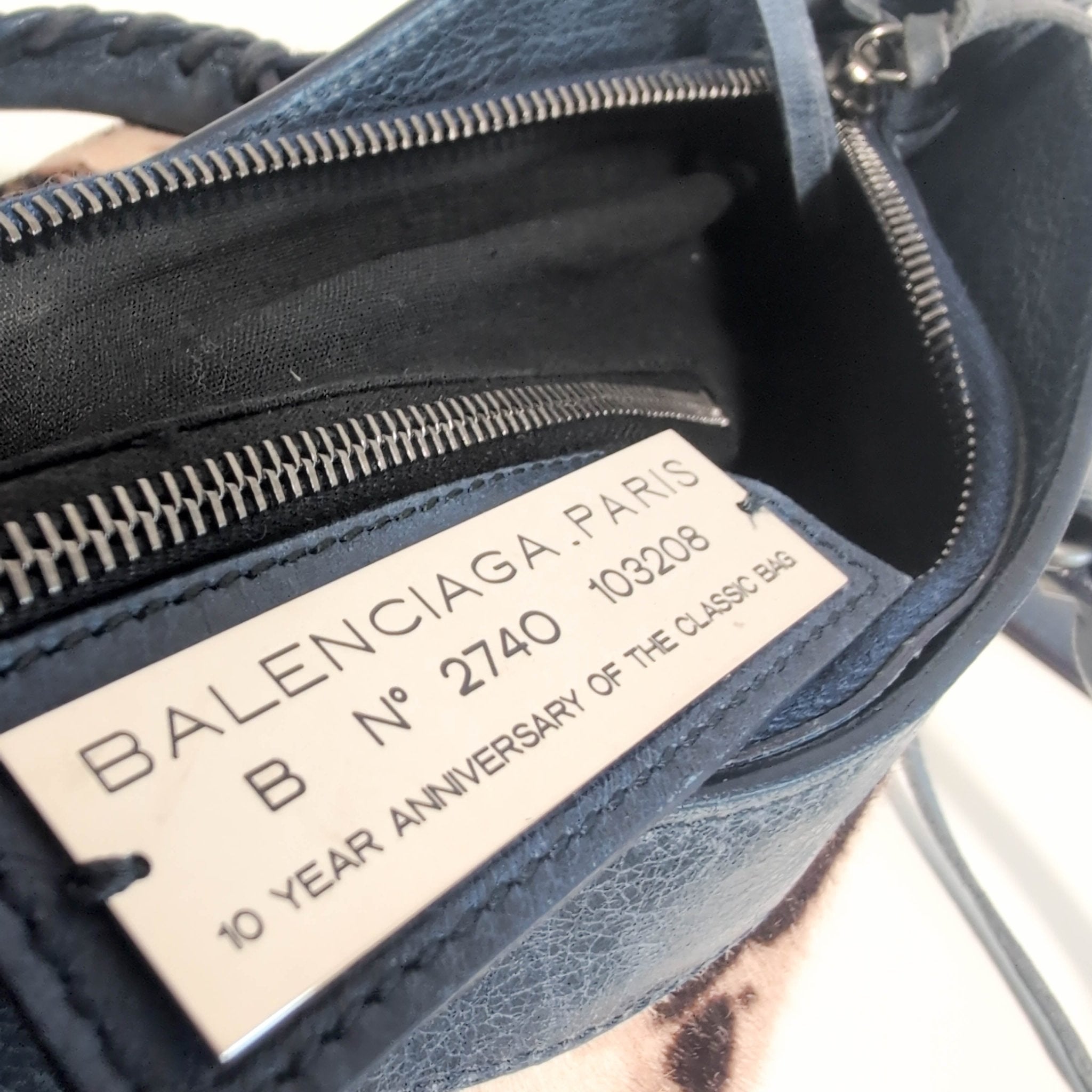 BALENCIAGA City The First Leopard Pony Hair with Navy Leather Handbag, in , Sold by HIVE PRELOVED - Handle Bags, Shoulder Bag