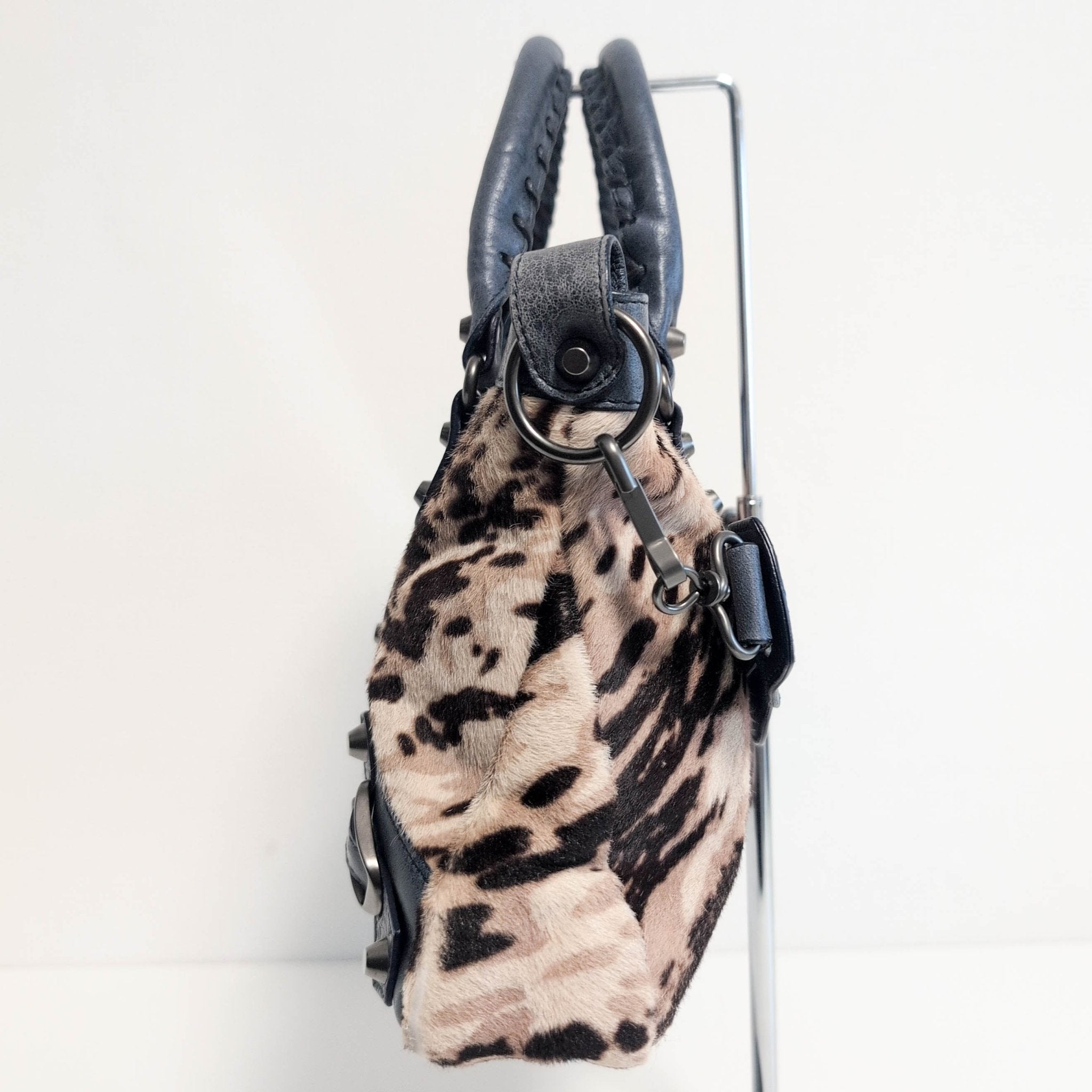 BALENCIAGA City The First Leopard Pony Hair with Navy Leather Handbag, in , Sold by HIVE PRELOVED - Handle Bags, Shoulder Bag