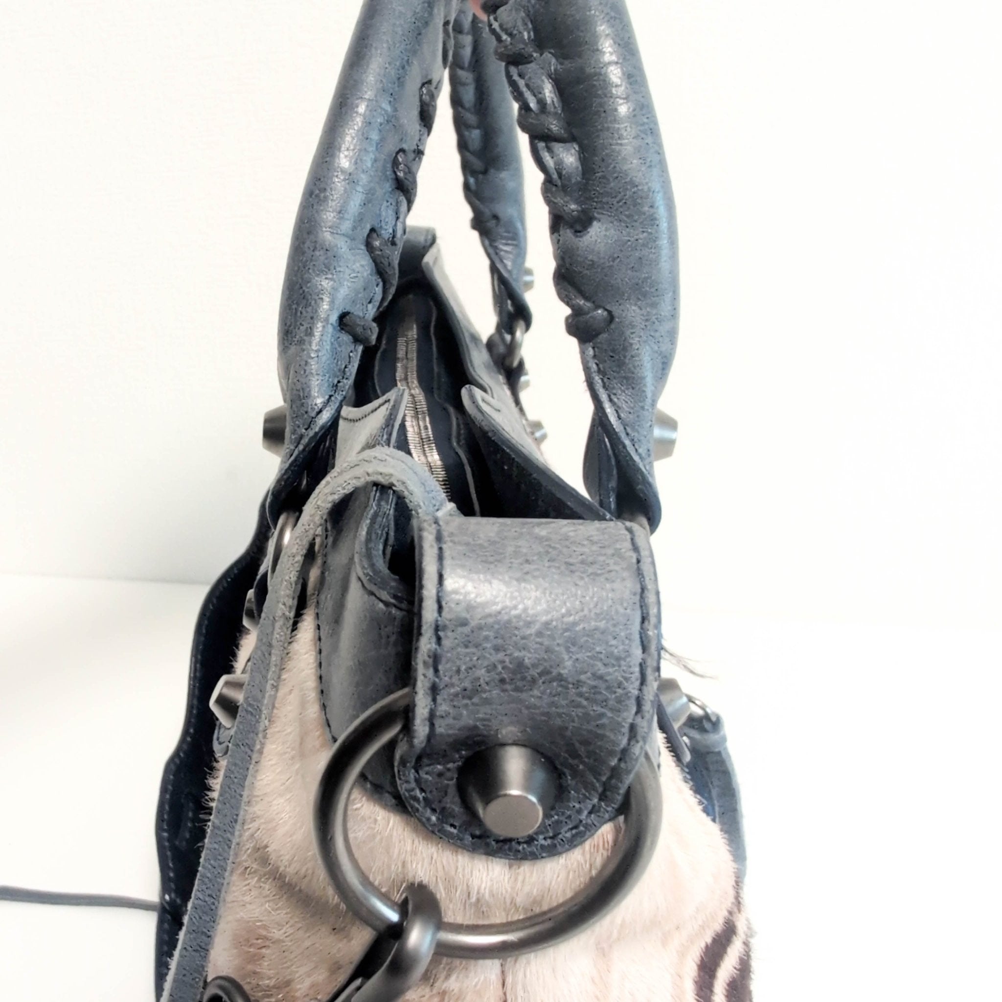 BALENCIAGA City The First Leopard Pony Hair with Navy Leather Handbag, in , Sold by HIVE PRELOVED - Handle Bags, Shoulder Bag