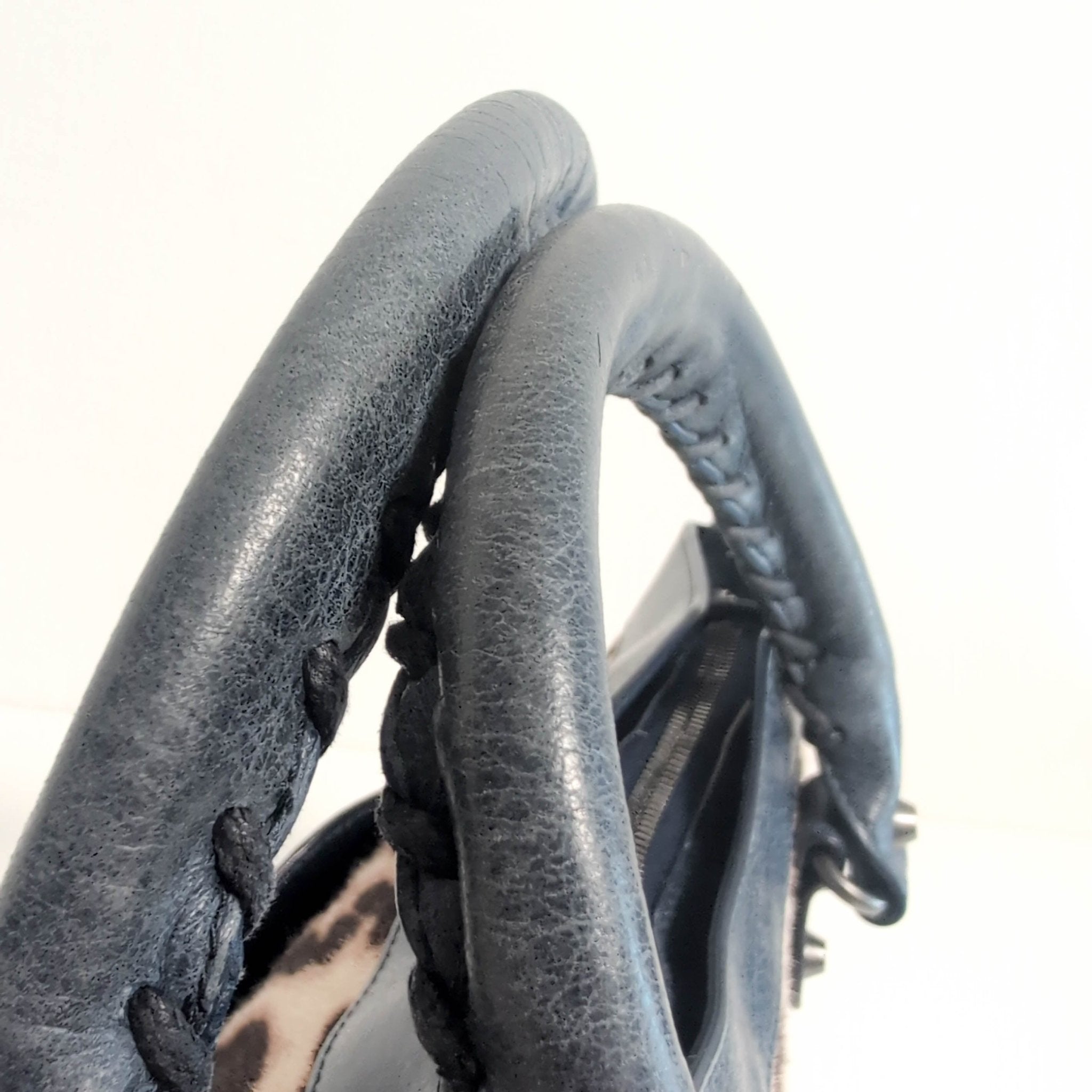 BALENCIAGA City The First Leopard Pony Hair with Navy Leather Handbag, in , Sold by HIVE PRELOVED - Handle Bags, Shoulder Bag
