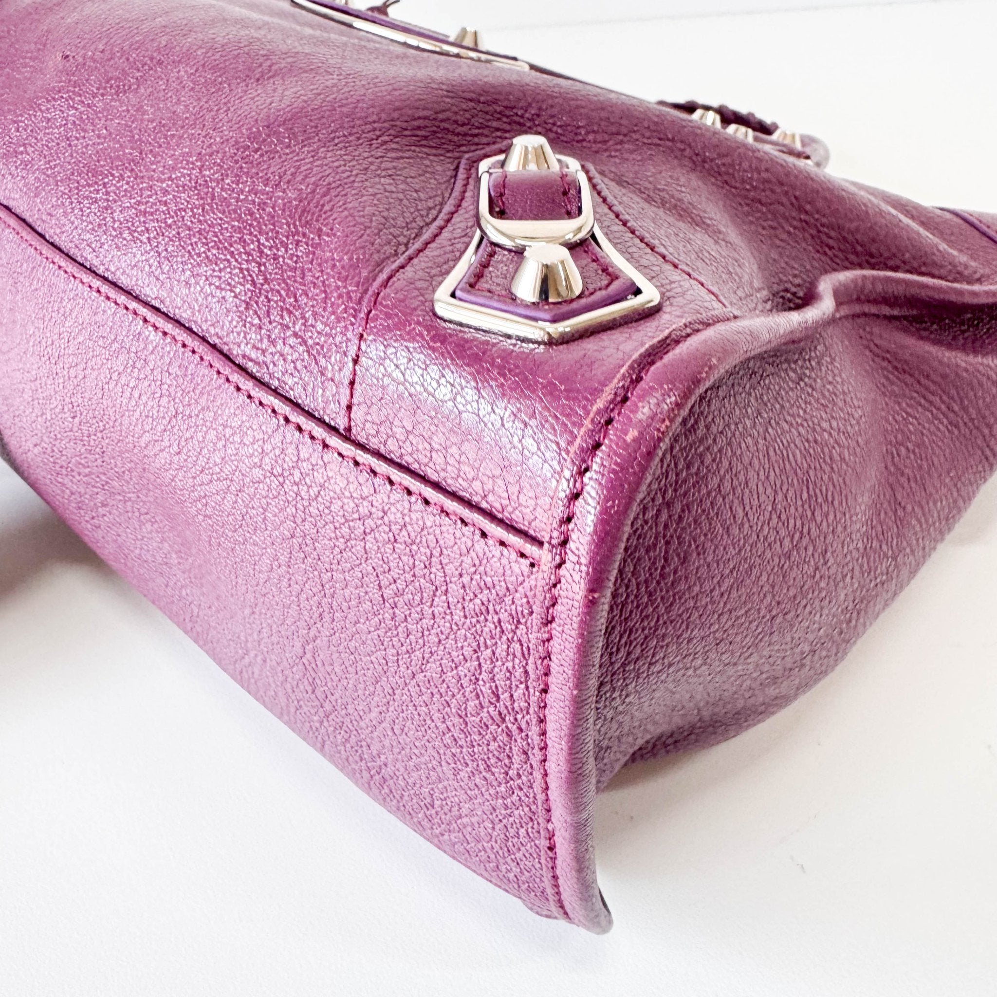 BALENCIAGA Le City Medium Metaric Purple Handbag, in , Sold by HIVE PRELOVED - Handle Bags, ,