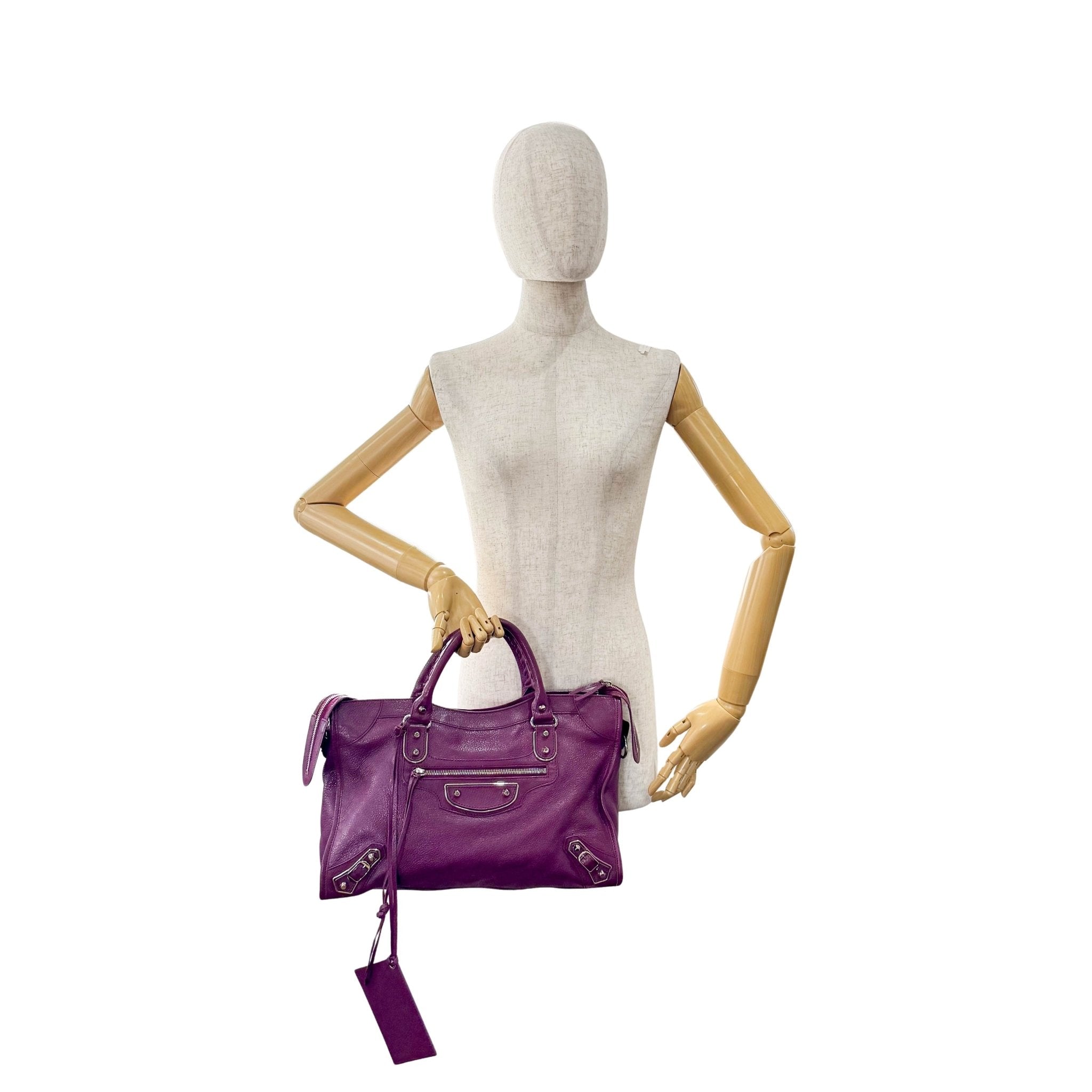 BALENCIAGA Le City Medium Metaric Purple Handbag, in , Sold by HIVE PRELOVED - Handle Bags, ,