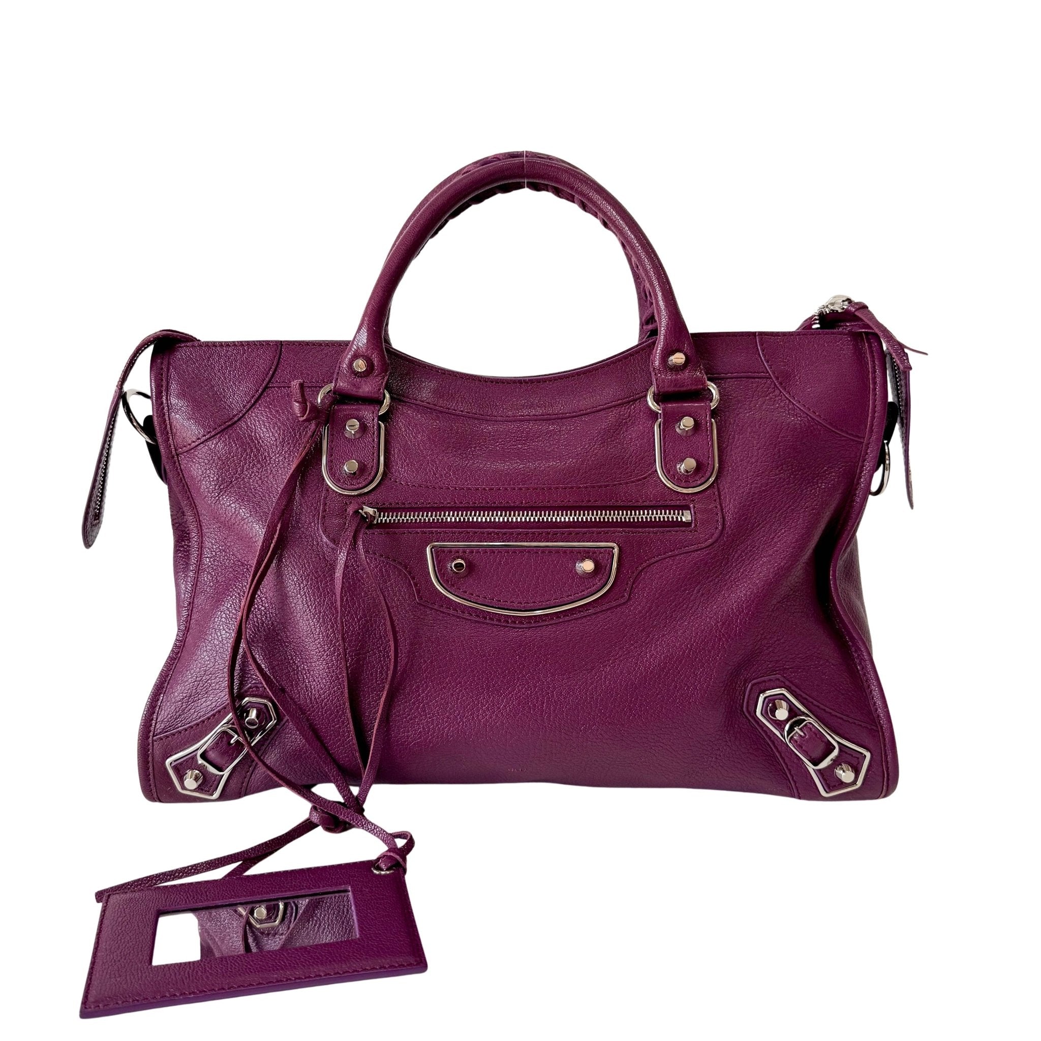BALENCIAGA Le City Medium Metaric Purple Handbag, in , Sold by HIVE PRELOVED - Handle Bags, ,