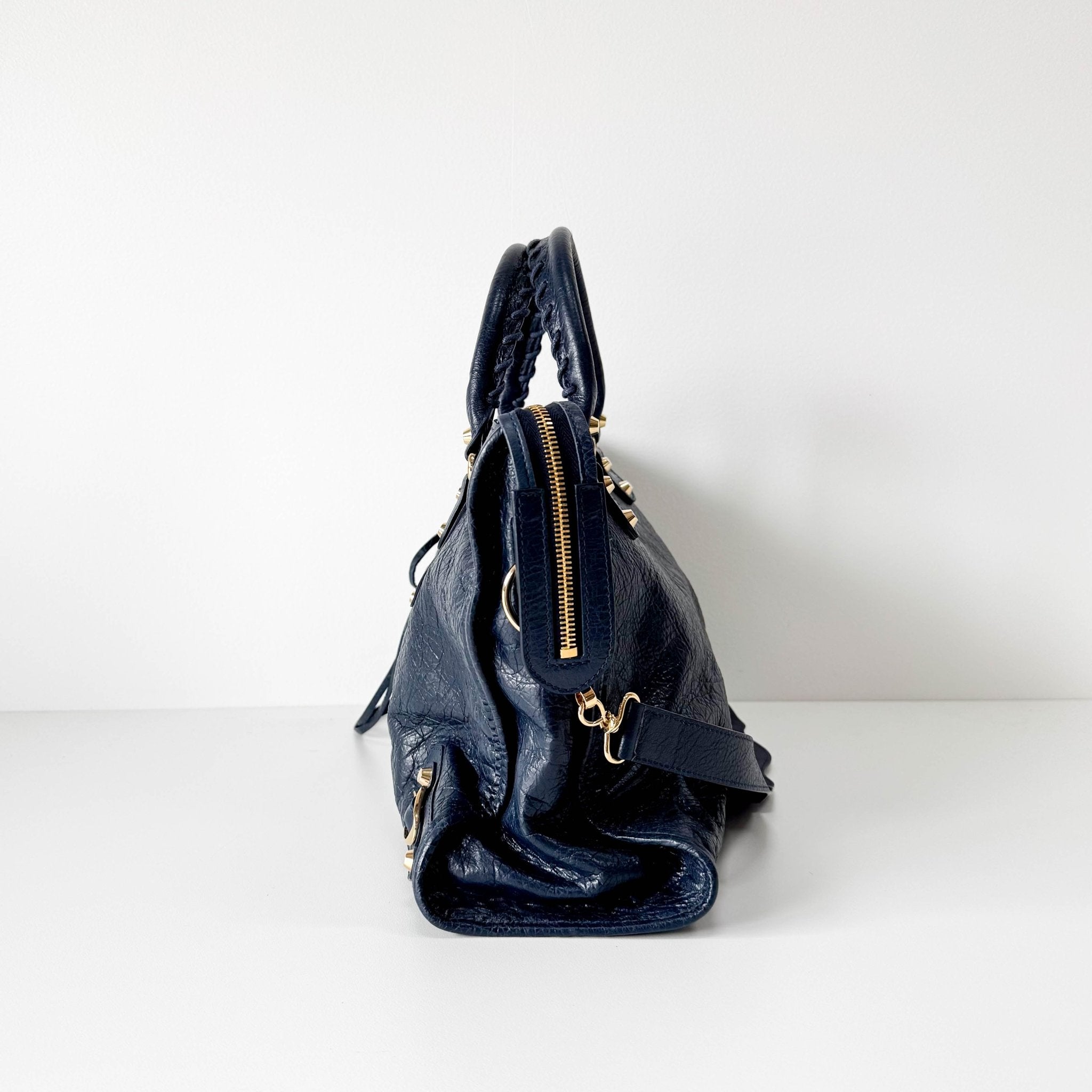 BALENCIAGA Le City Navy Leather Handle Bag, in , Sold by HIVE PRELOVED - Handle Bags, Shoulder Bags,