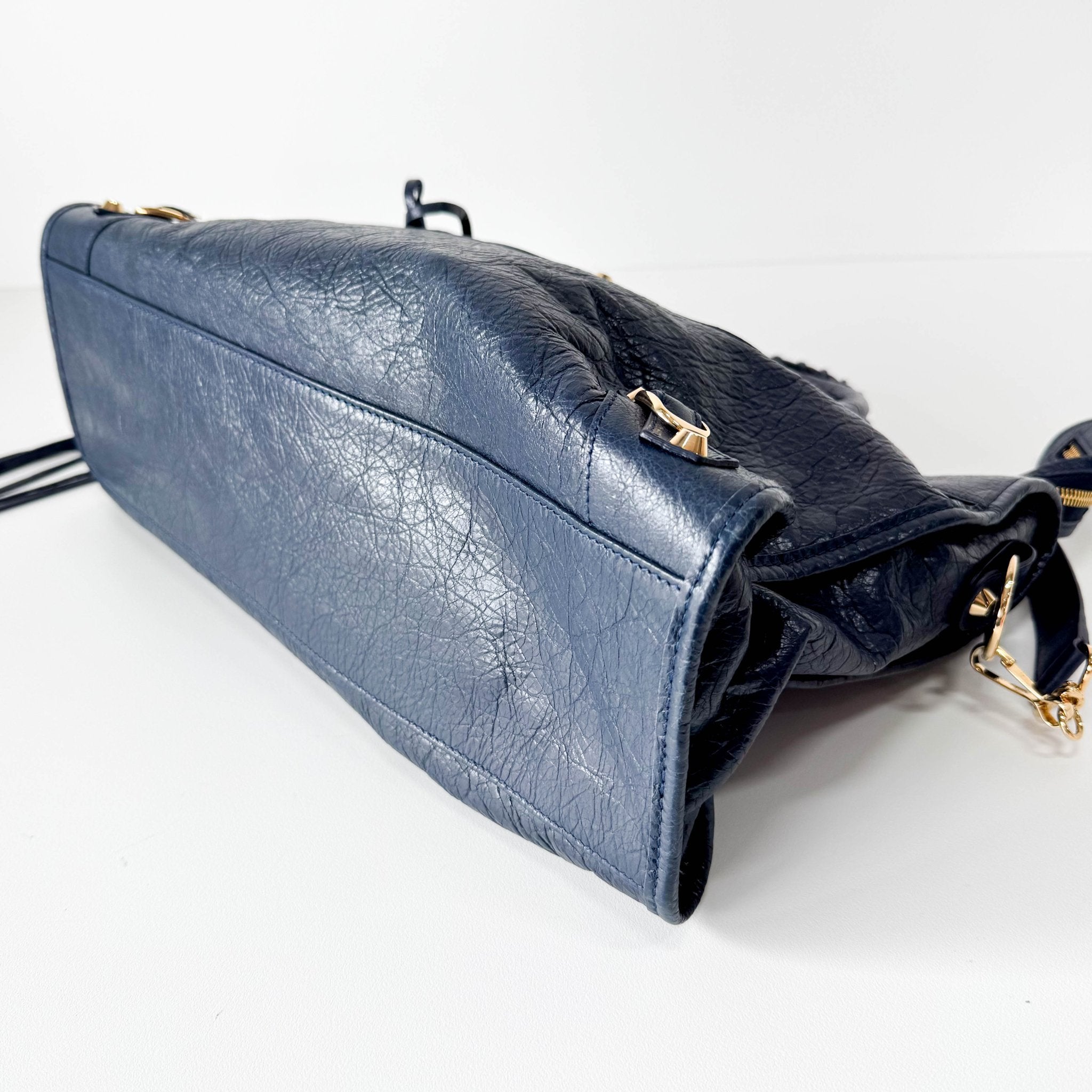 BALENCIAGA Le City Navy Leather Handle Bag, in , Sold by HIVE PRELOVED - Handle Bags, Shoulder Bags,