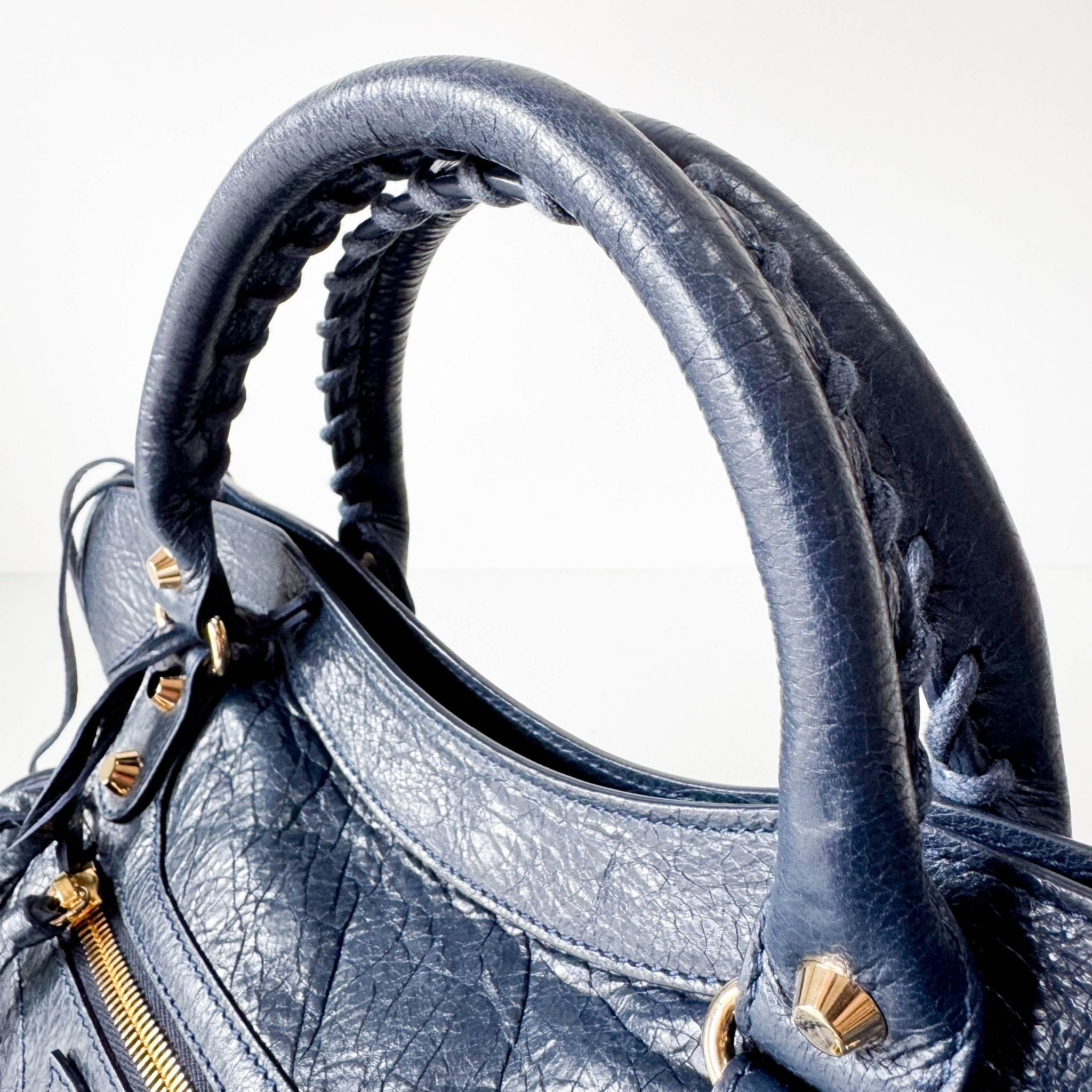 BALENCIAGA Le City Navy Leather Handle Bag, in , Sold by HIVE PRELOVED - Handle Bags, Shoulder Bags,
