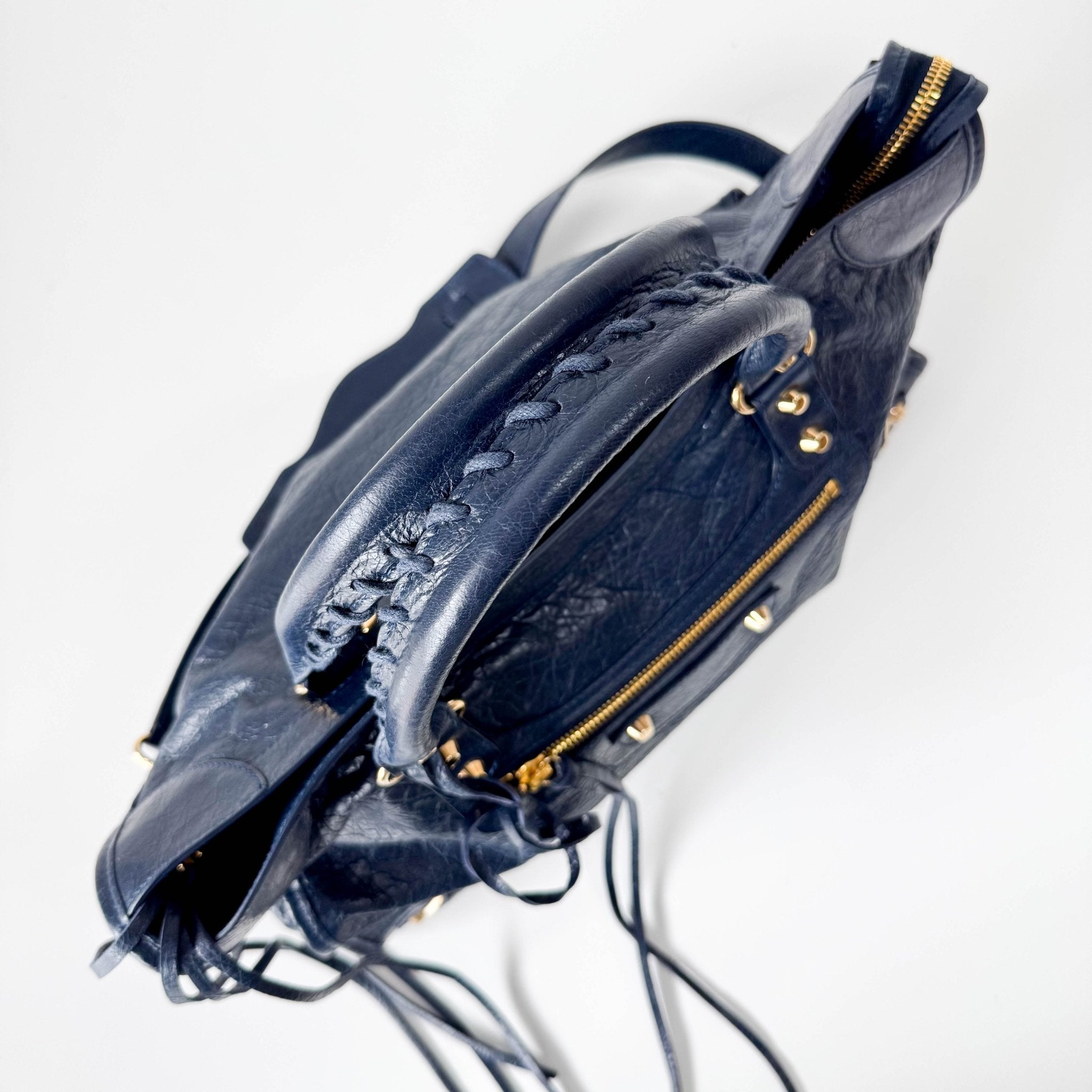 BALENCIAGA Le City Navy Leather Handle Bag, in , Sold by HIVE PRELOVED - Handle Bags, Shoulder Bags,