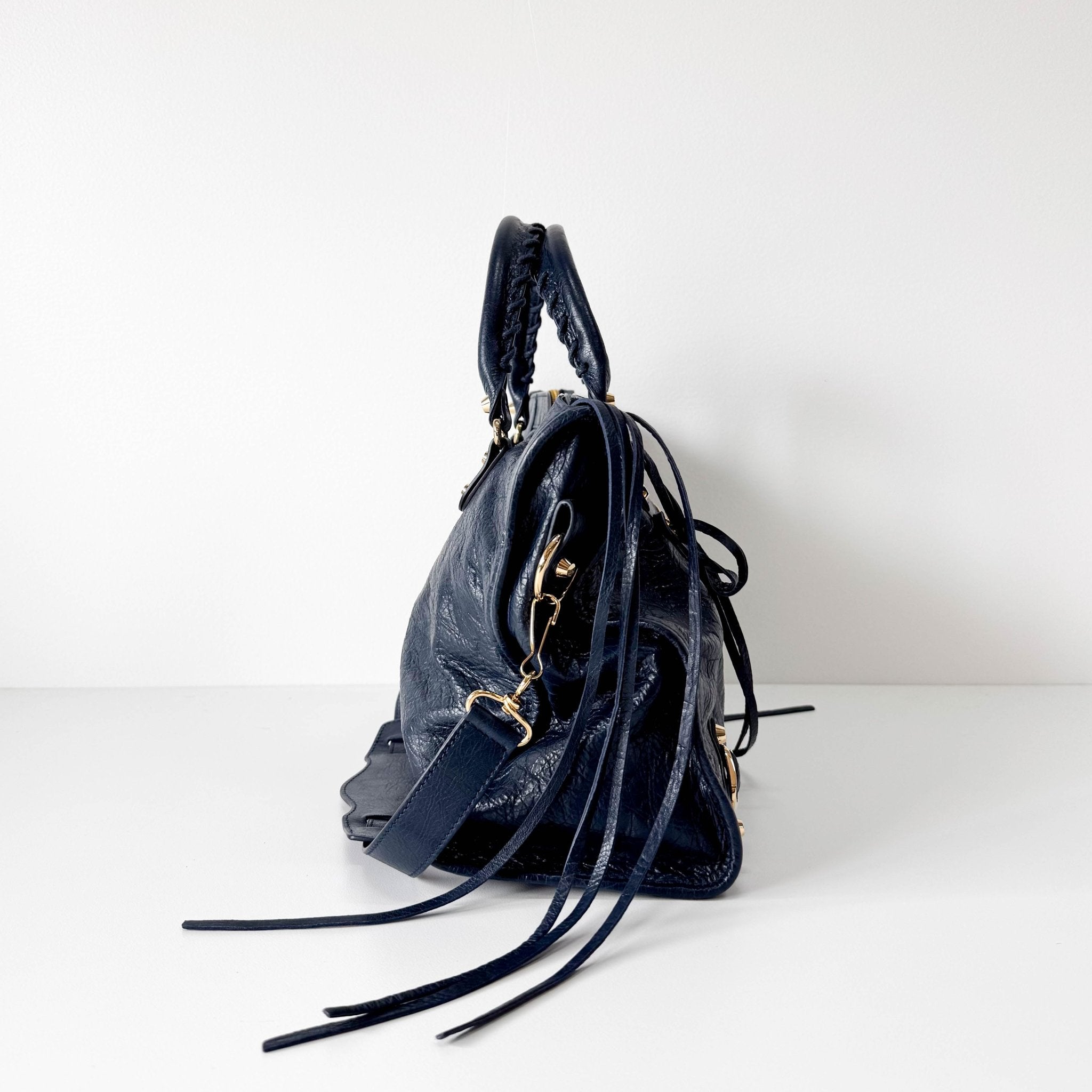 BALENCIAGA Le City Navy Leather Handle Bag, in , Sold by HIVE PRELOVED - Handle Bags, Shoulder Bags,