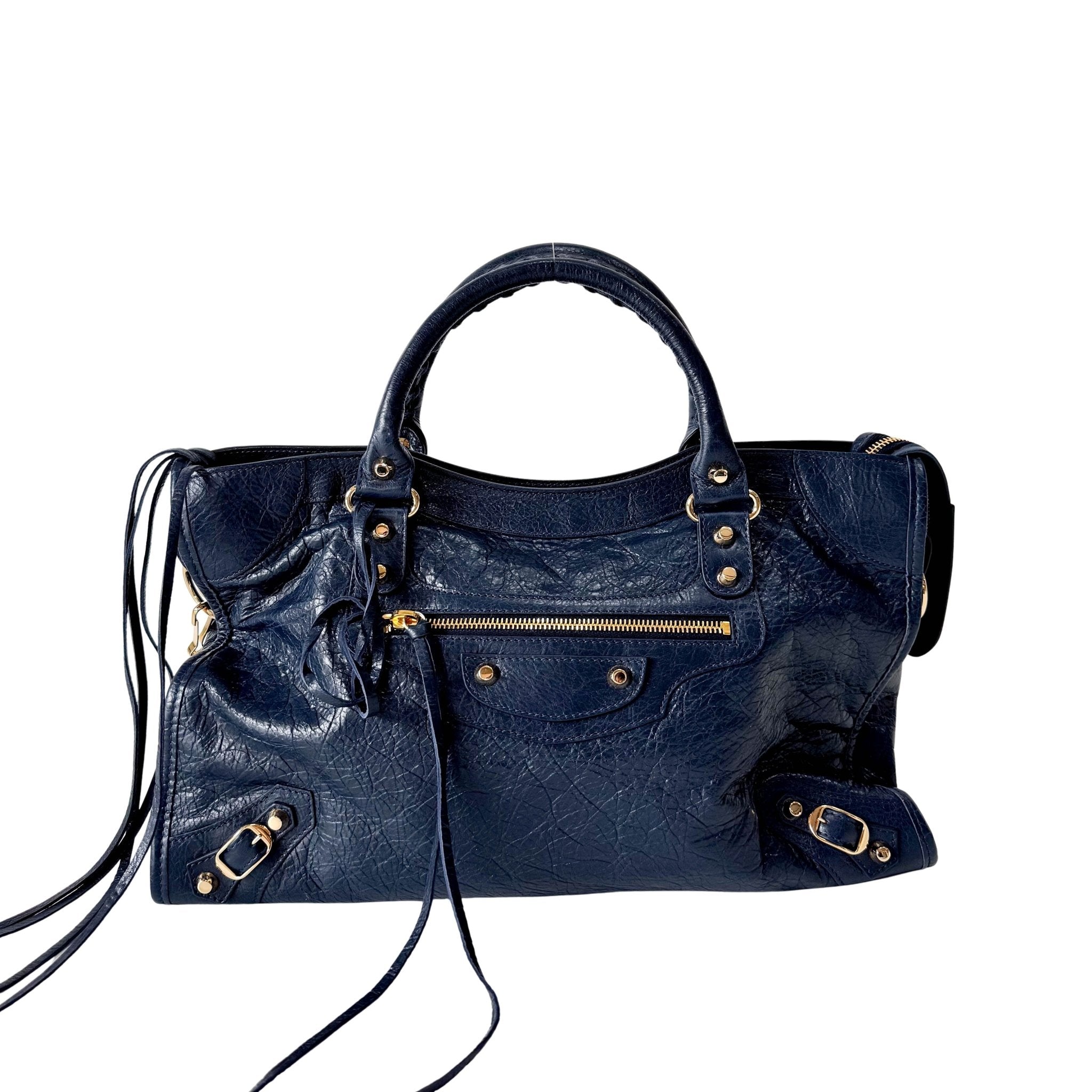 BALENCIAGA Le City Navy Leather Handle Bag, in , Sold by HIVE PRELOVED - Handle Bags, Shoulder Bags,