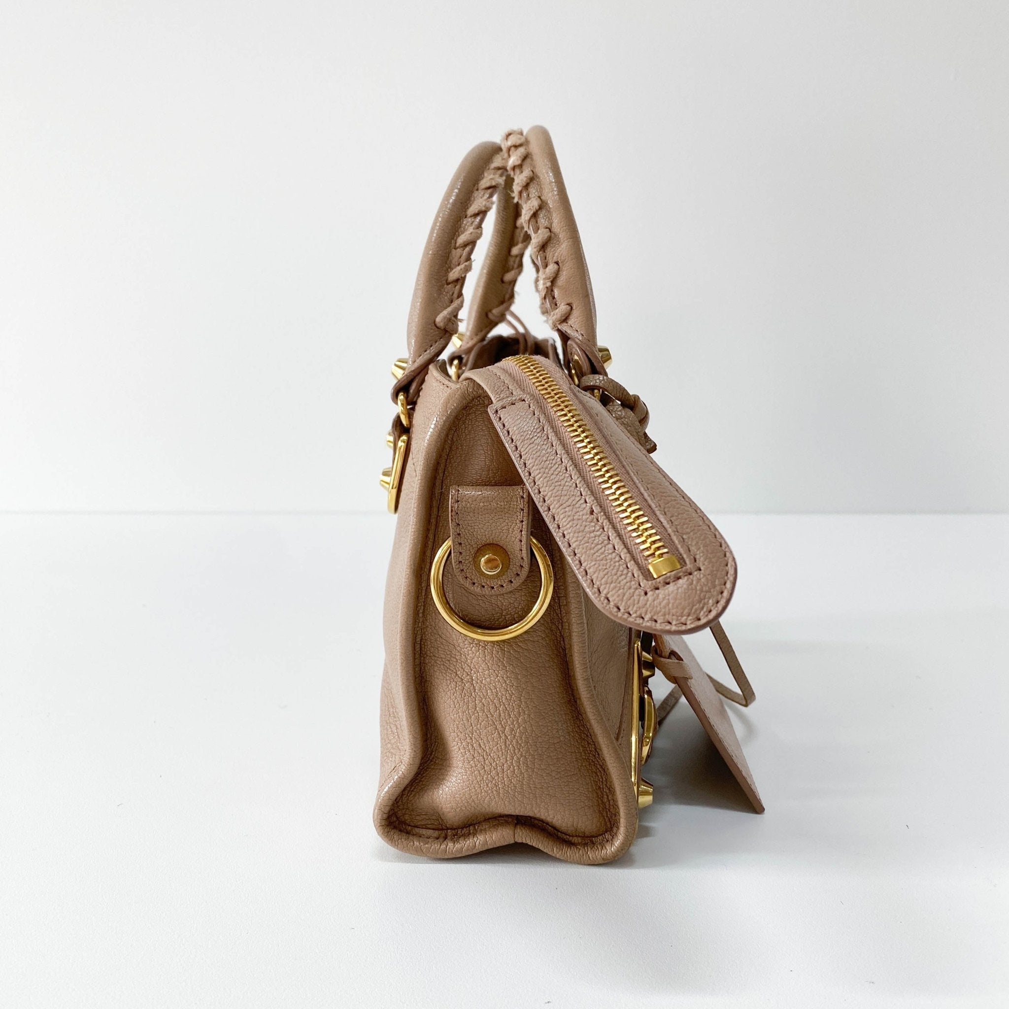 BALENCIAGA Mini City Beige Leather Top Handle Bag, in , Sold by HIVE PRELOVED - Handle Bags, ,