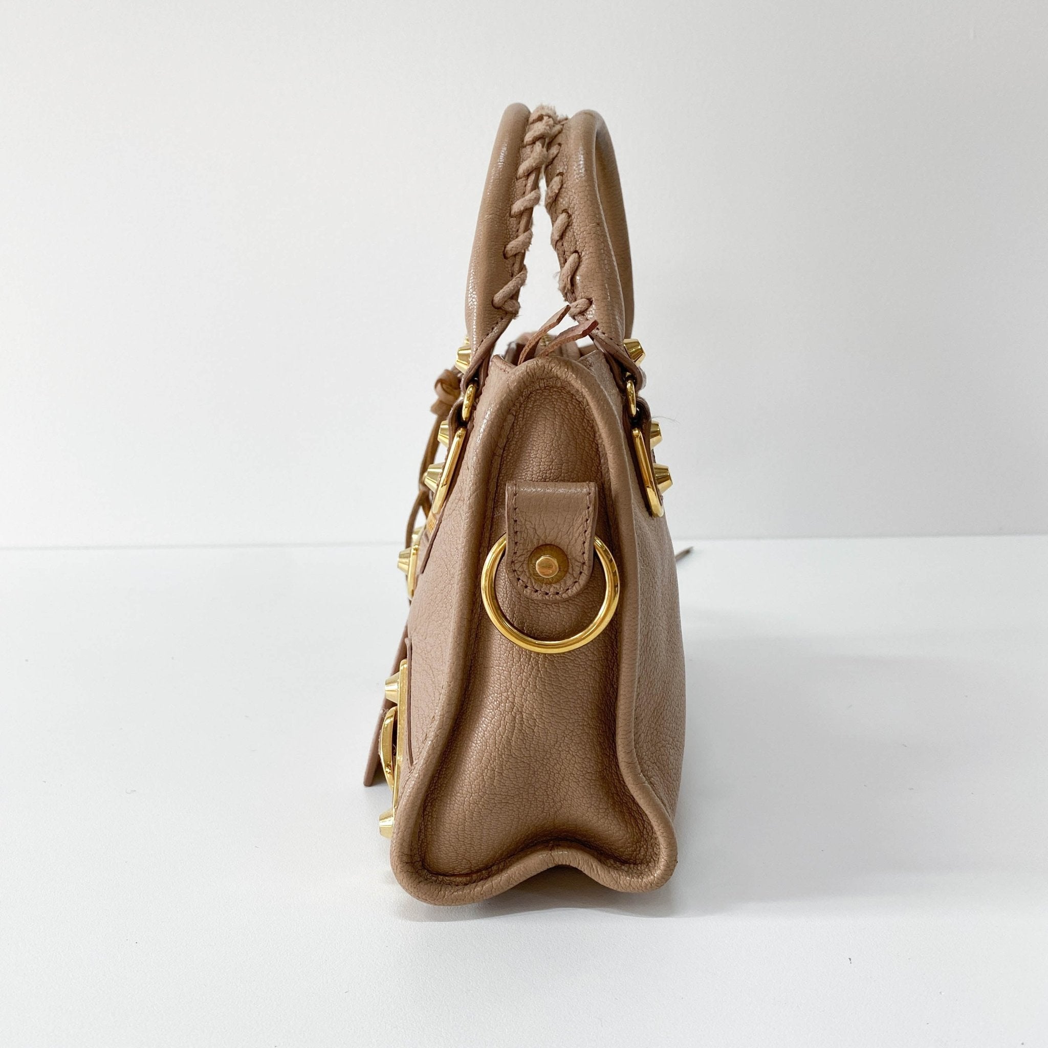 BALENCIAGA Mini City Beige Leather Top Handle Bag, in , Sold by HIVE PRELOVED - Handle Bags, ,