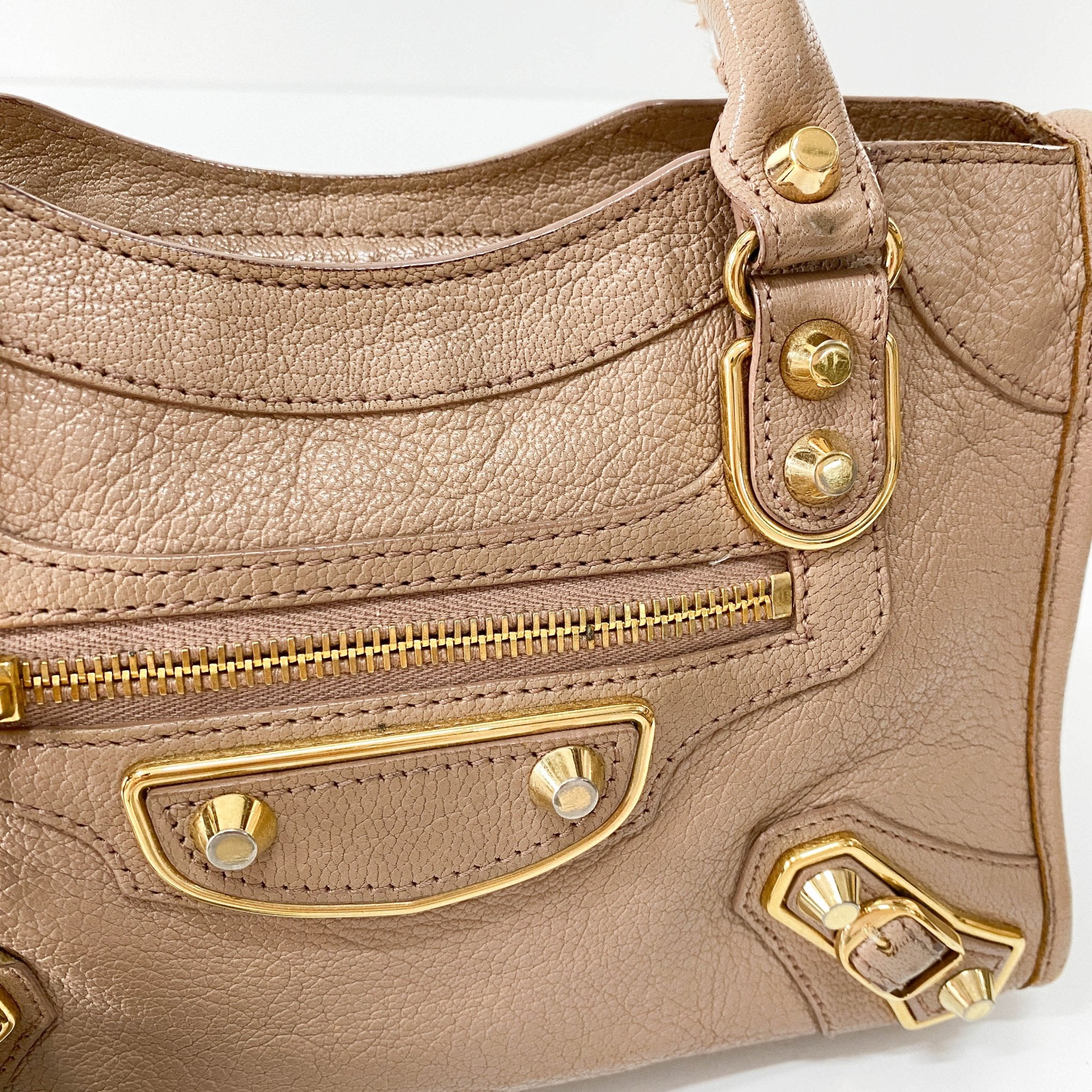 BALENCIAGA Mini City Beige Leather Top Handle Bag, in , Sold by HIVE PRELOVED - Handle Bags, ,