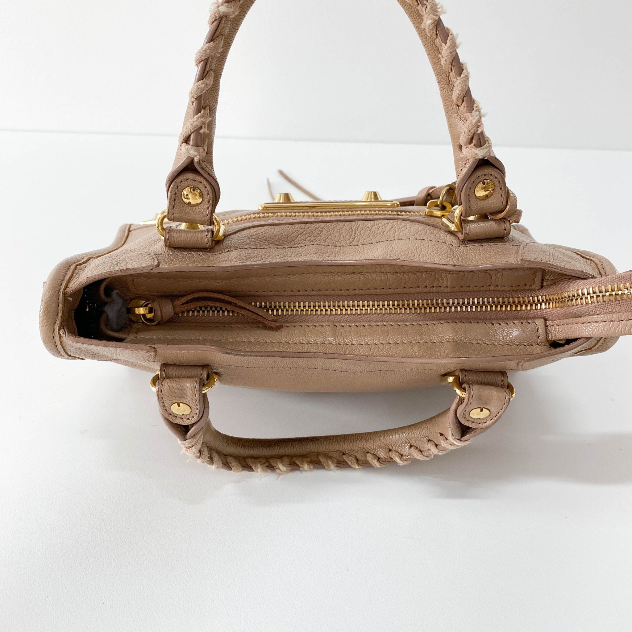 BALENCIAGA Mini City Beige Leather Top Handle Bag, in , Sold by HIVE PRELOVED - Handle Bags, ,