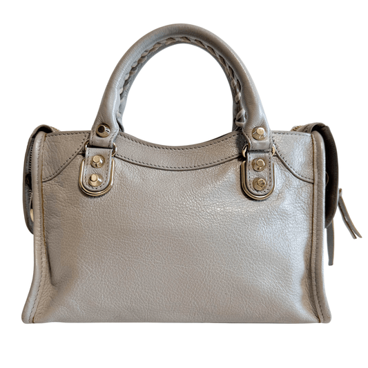 BALENCIAGA Mini City Grey Leather Handbag, in , Sold by HIVE PRELOVED - Handle Bags, Shoulder Bags,