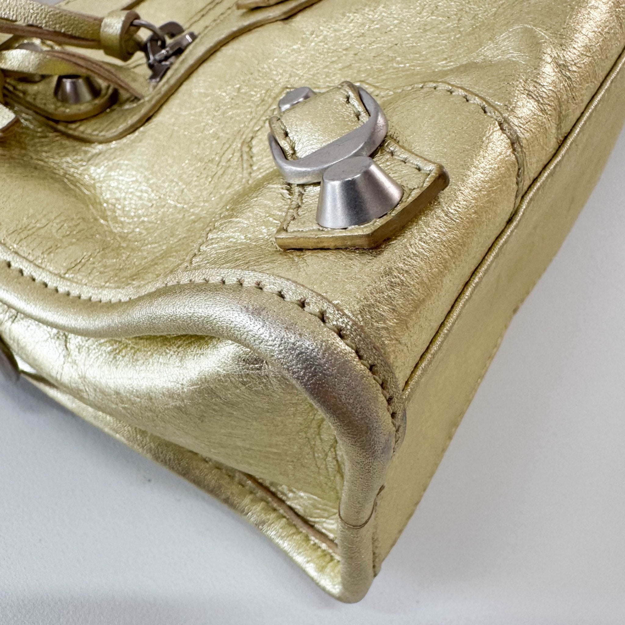 BALENCIAGA The Ciry Metalic Gold Leather Shoulder Bag, in , Sold by HIVE PRELOVED - Handle Bags, Shoulder Bags,