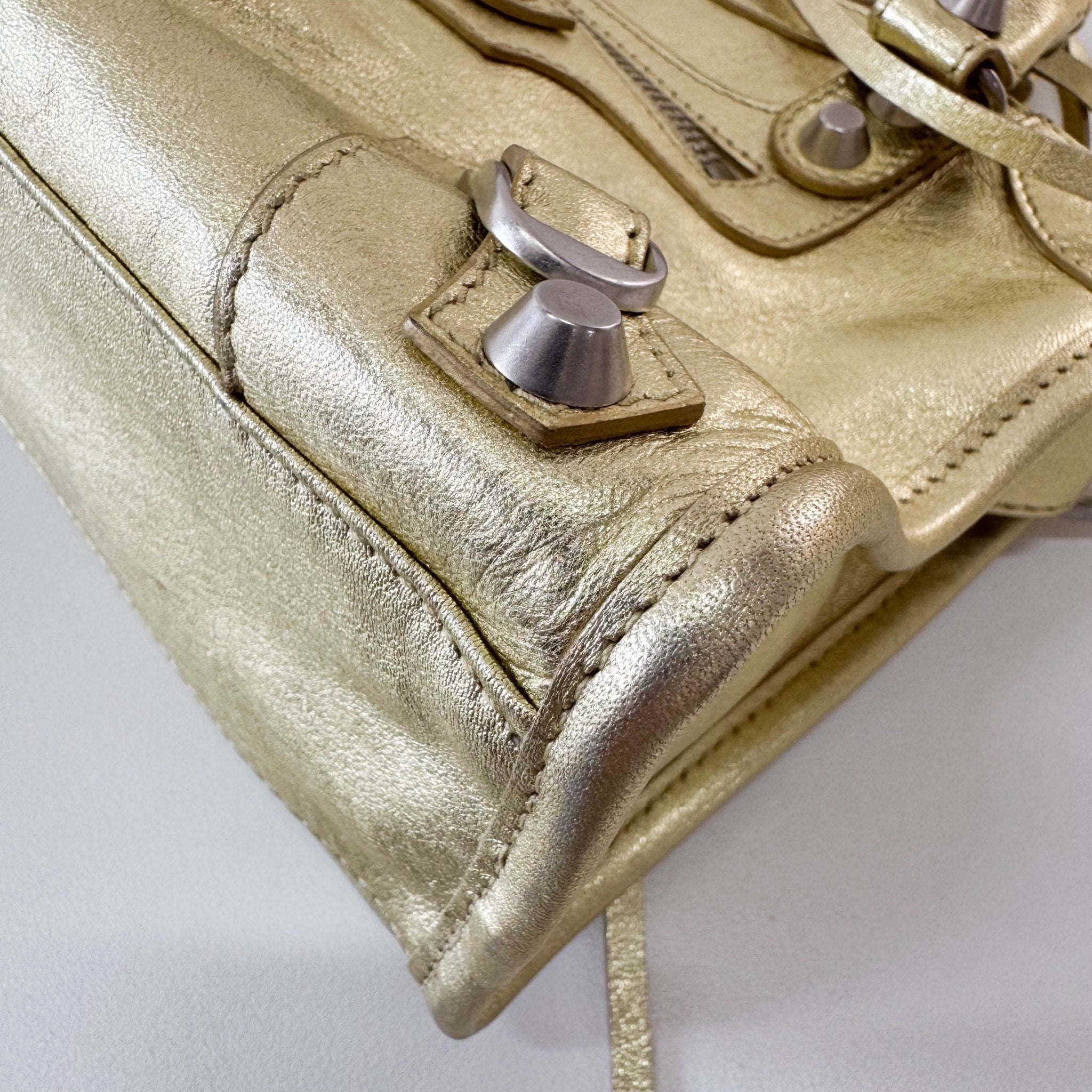 BALENCIAGA The Ciry Metalic Gold Leather Shoulder Bag, in , Sold by HIVE PRELOVED - Handle Bags, Shoulder Bags,