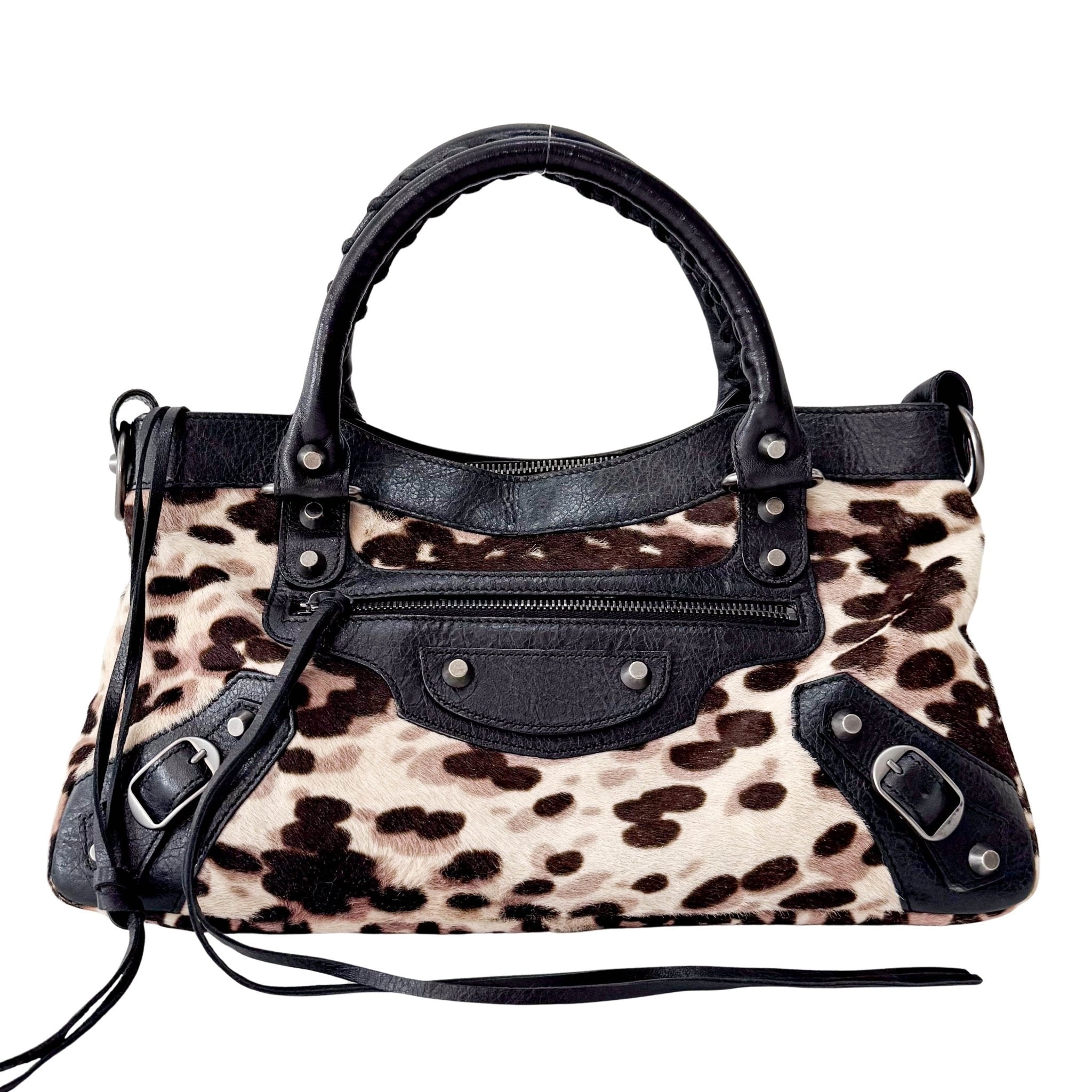 BALENCIAGA The First Leopard Print Pony Hair & Leather Handle Bag, in , Sold by HIVE PRELOVED - Handle Bags, Shoulder Bags,