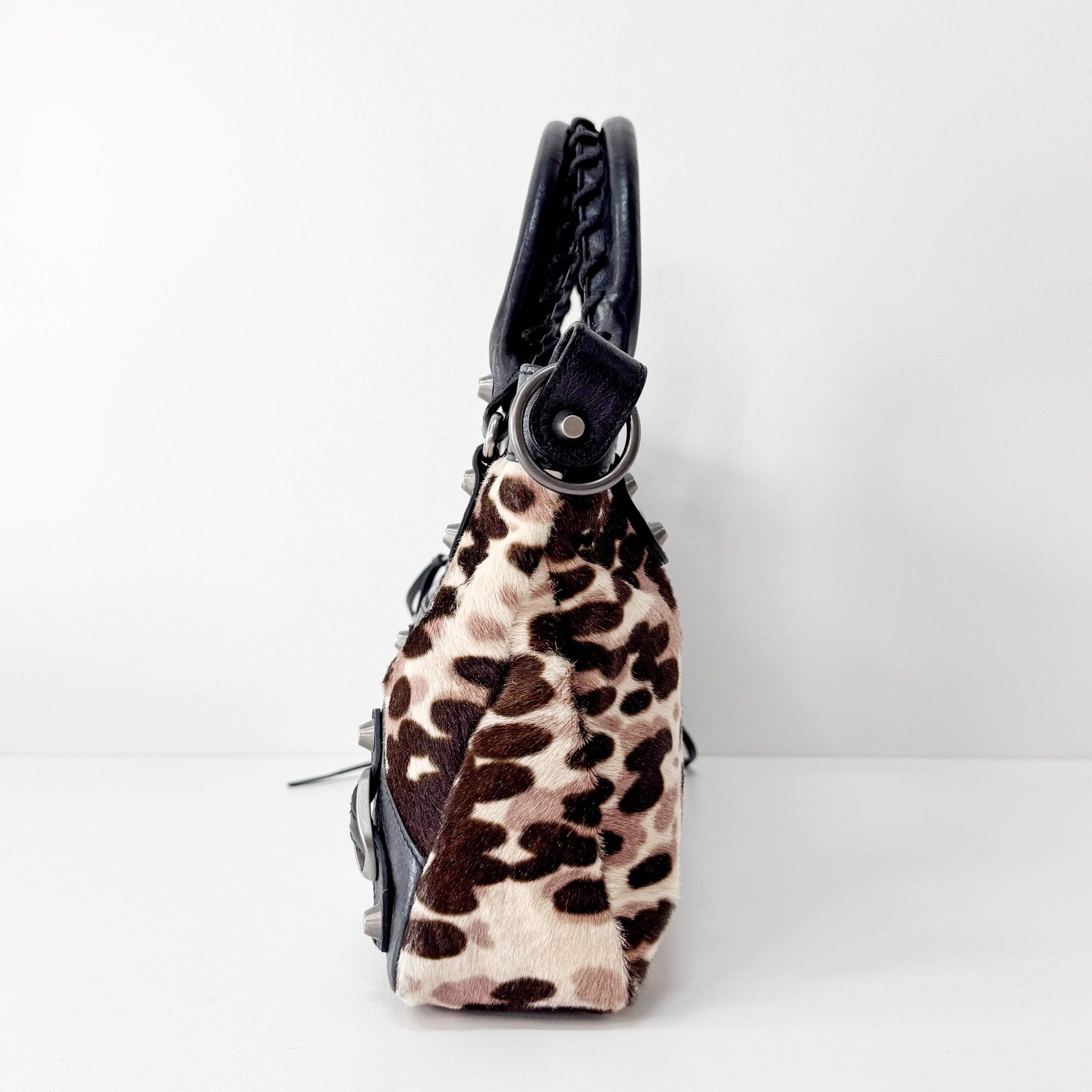 BALENCIAGA The First Leopard Print Pony Hair & Leather Handle Bag, in , Sold by HIVE PRELOVED - Handle Bags, Shoulder Bags,